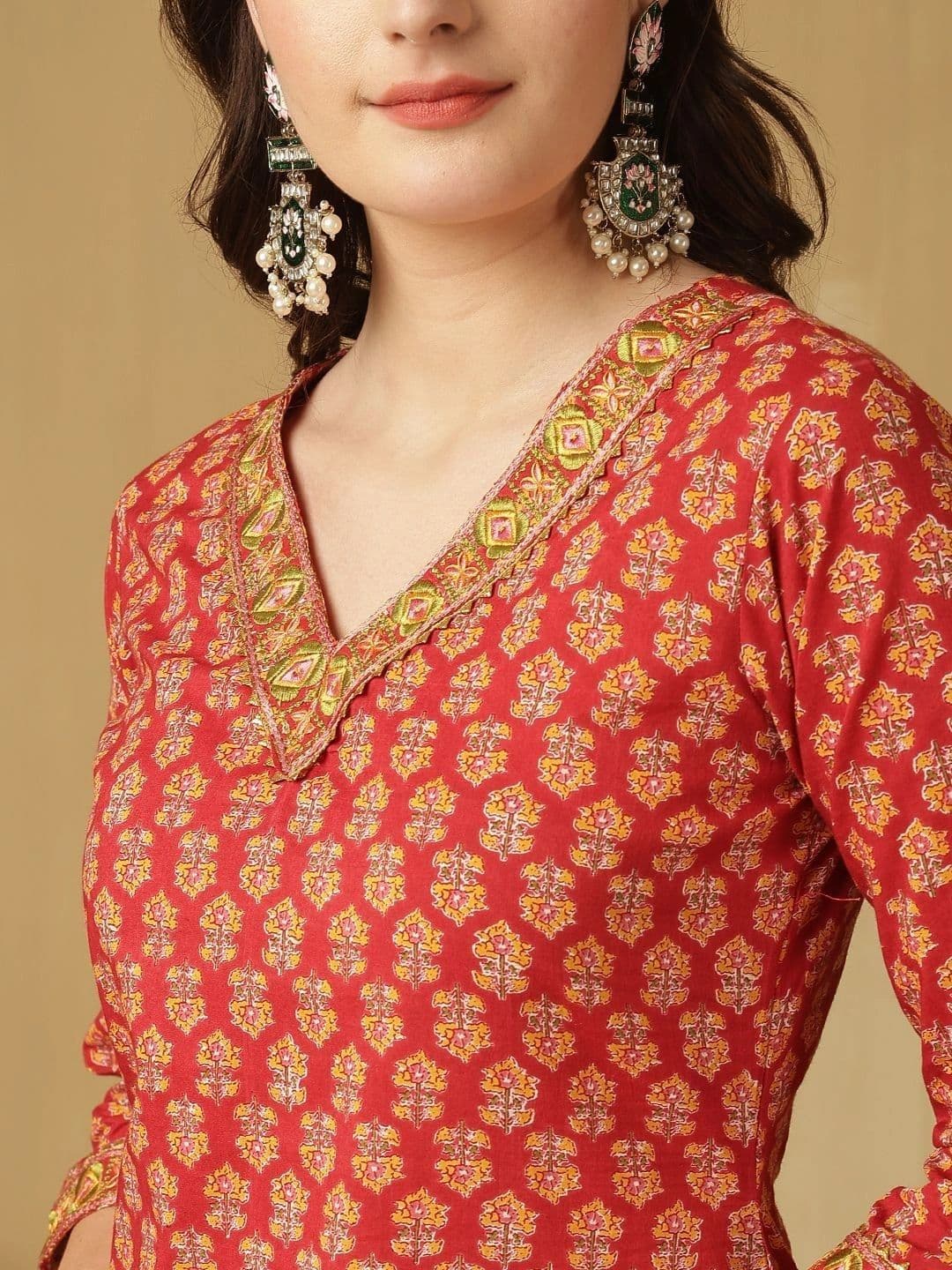 KALINI Women Ethnic Motifs Printed Thread Work Kurta thumbnail 3