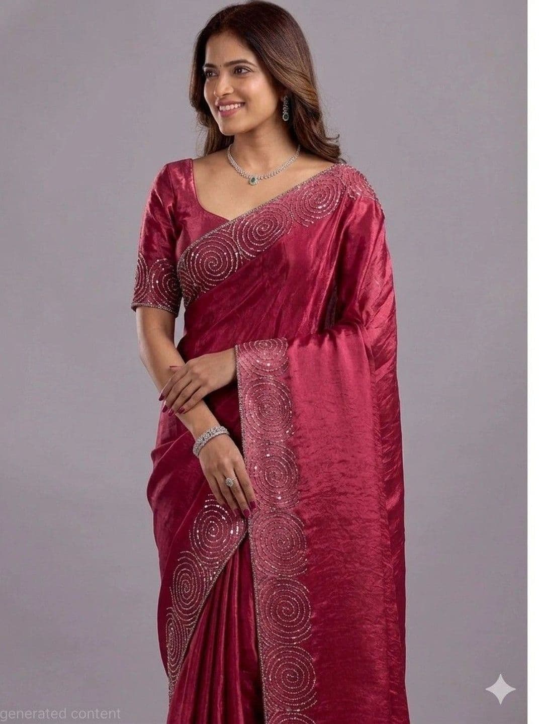 shreevali creation Embellished Satin Saree - view 1