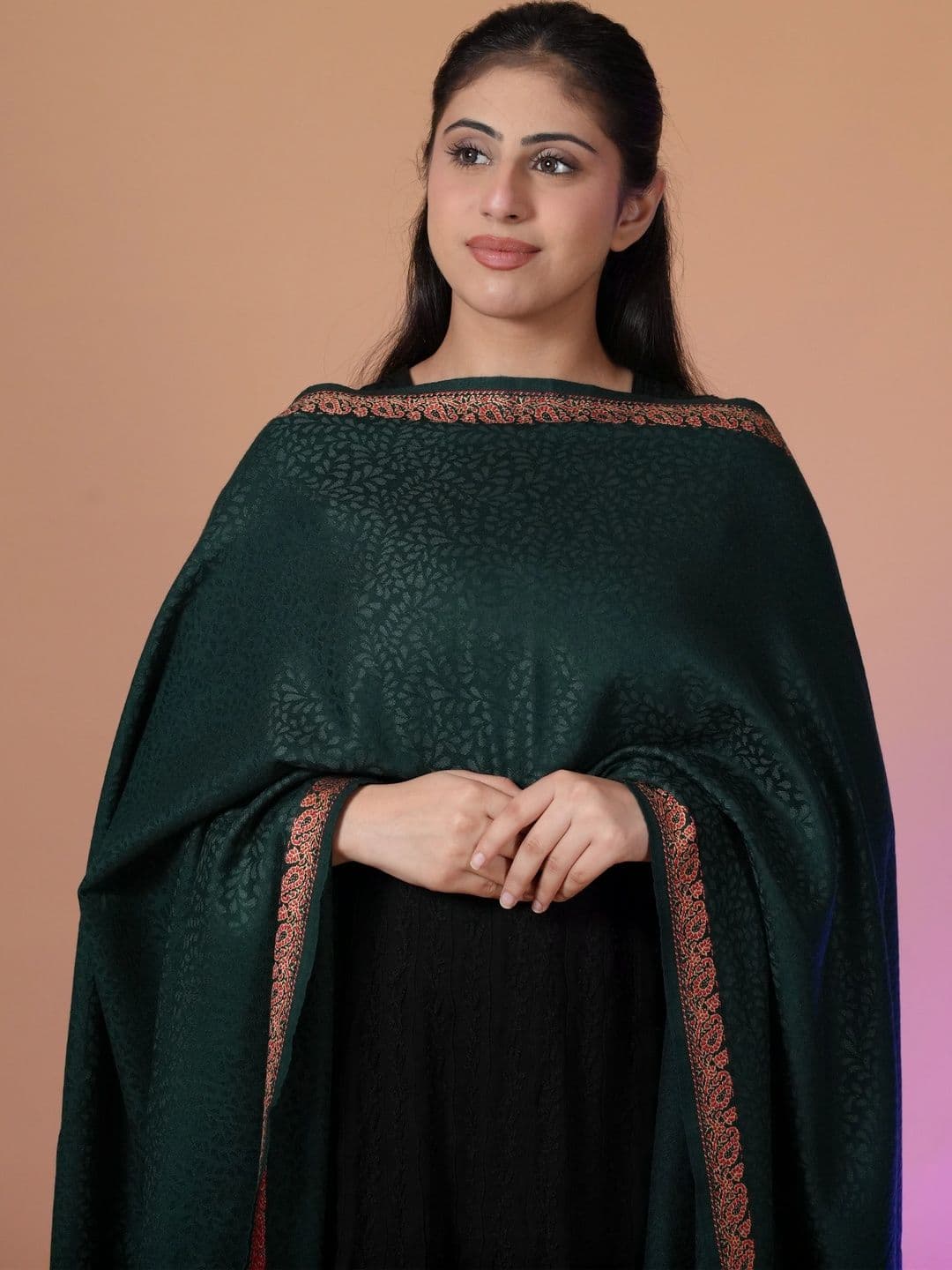 S.T. Women Botanical Woven Design Acrylic Shawl thumbnail 2