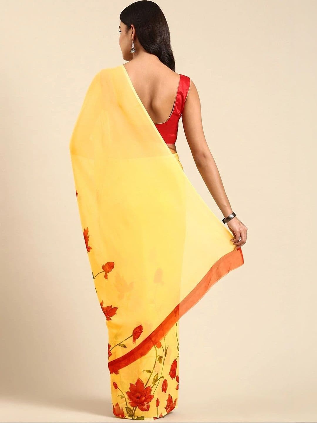 NARIVESH TRENDS Floral Poly Georgette Saree thumbnail 2