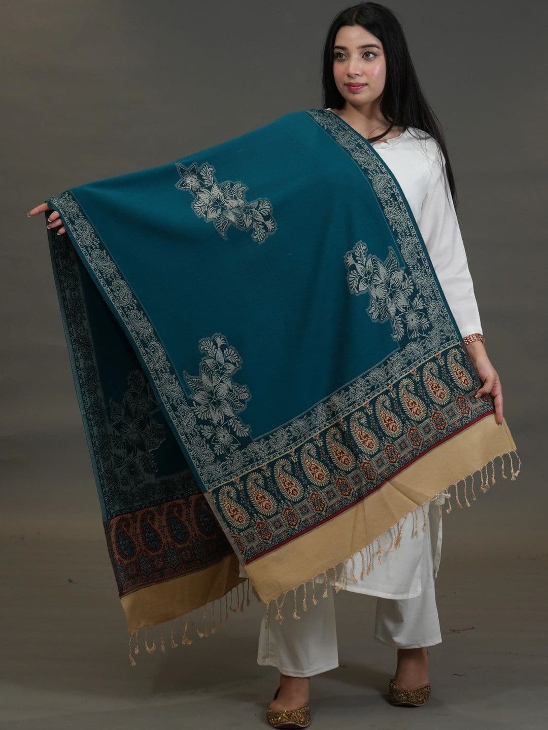 S.T. Women Ethnic Motifs Woven Design Acrylic Shawl - view 1