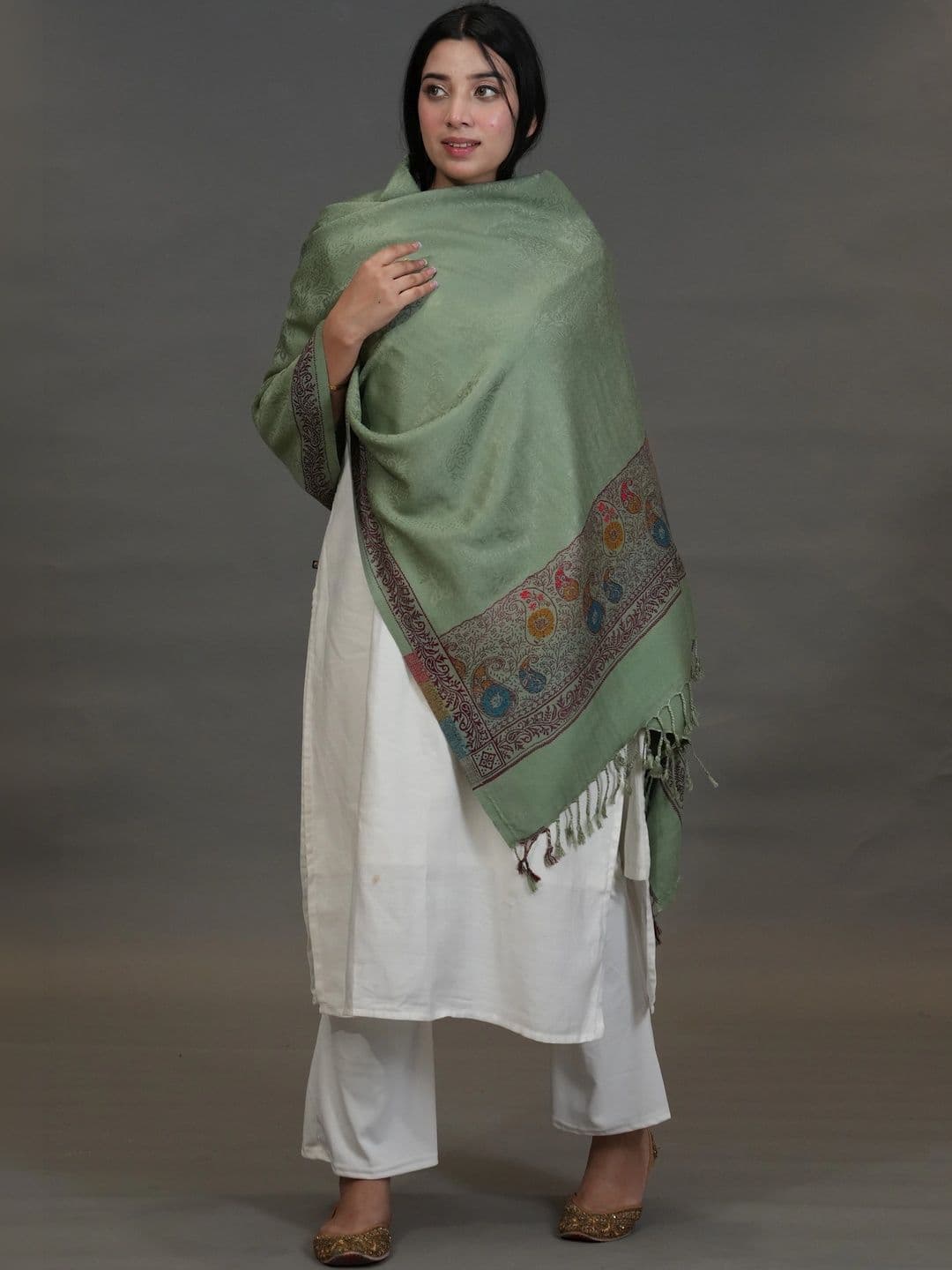 SHIFNEEN Women Ethnic Motifs Woven Design Acrylic Shawl thumbnail 2