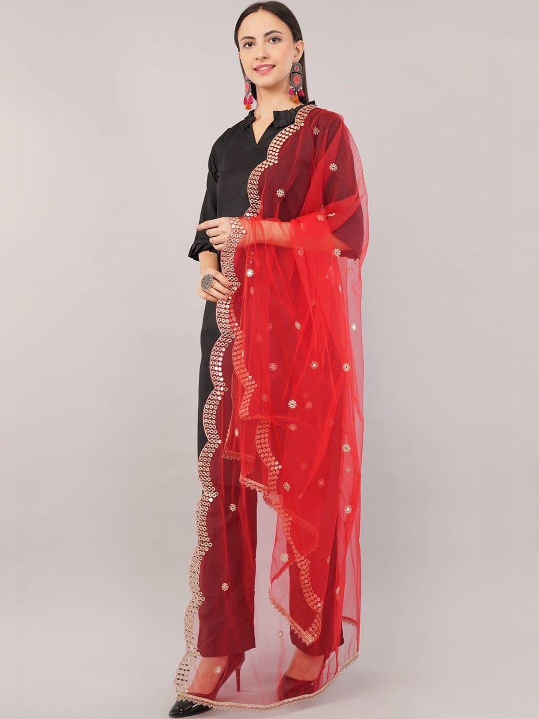 IVAARA Ethnic Motifs Embroidered Dupatta with Mirror Work thumbnail 4