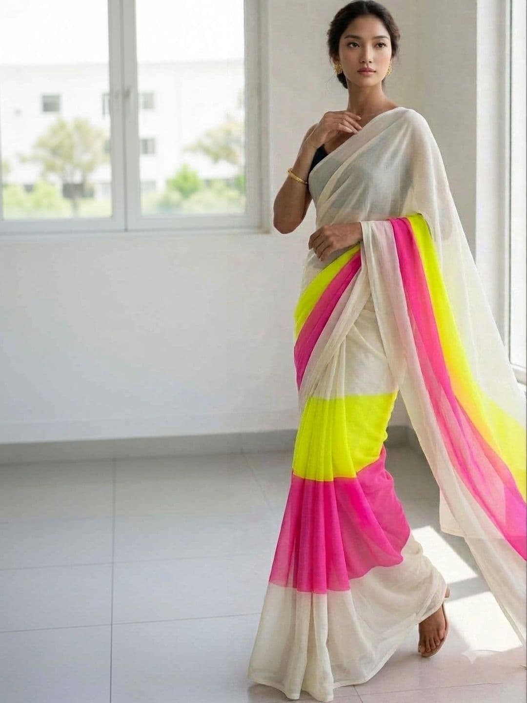 HERE&NOW Poly Georgette Saree thumbnail 4