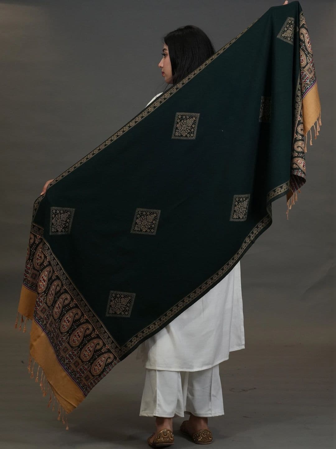 S.T. Women Ethnic Motifs Woven Design Acrylic Shawl thumbnail 4