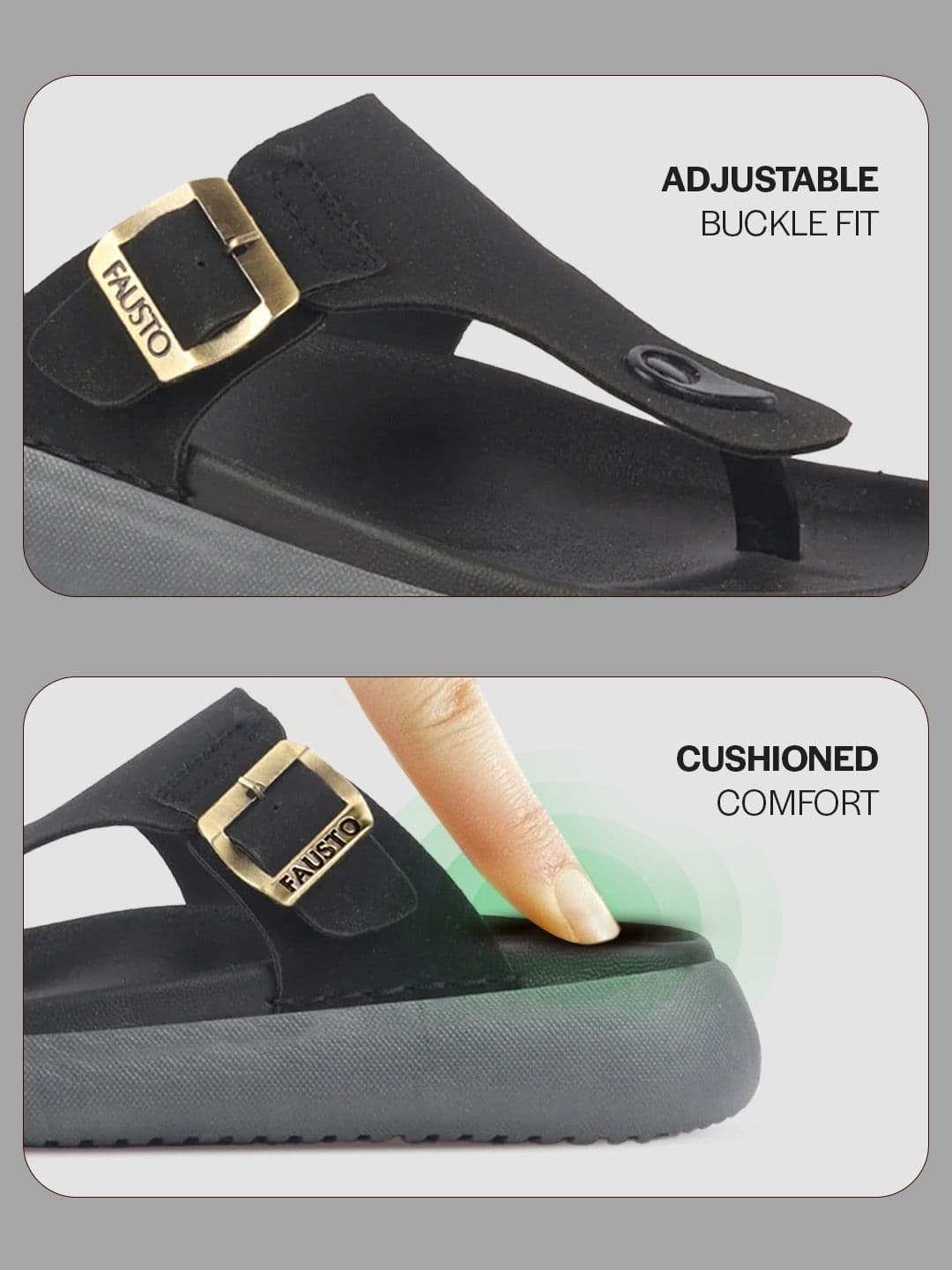 FAUSTO Men Solid Waterproof T-Strap Comfort Sandals thumbnail 3