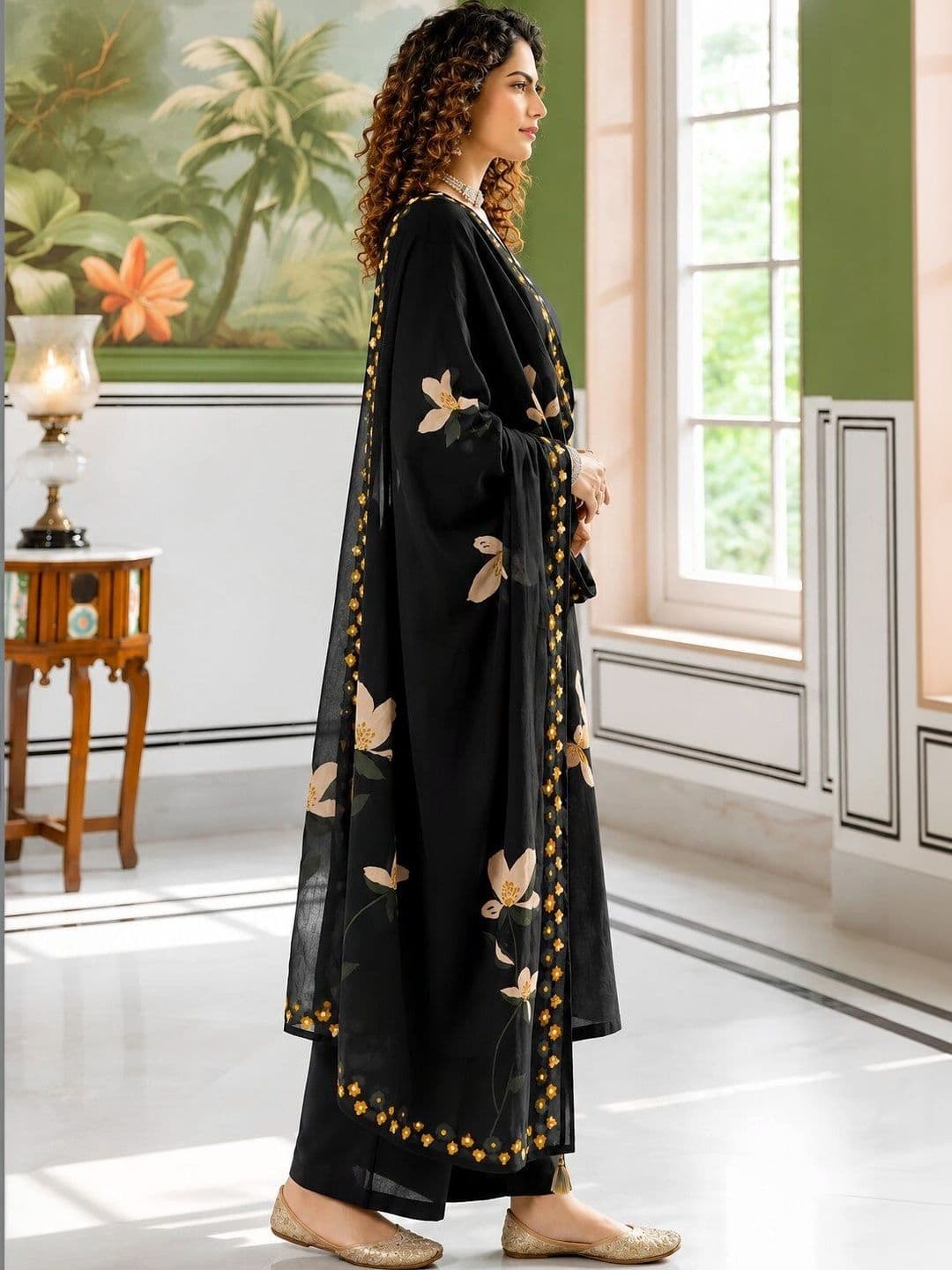 MYRIE Women Floral Printed Regular Kurta with Palazzos & With Dupatta thumbnail 2
