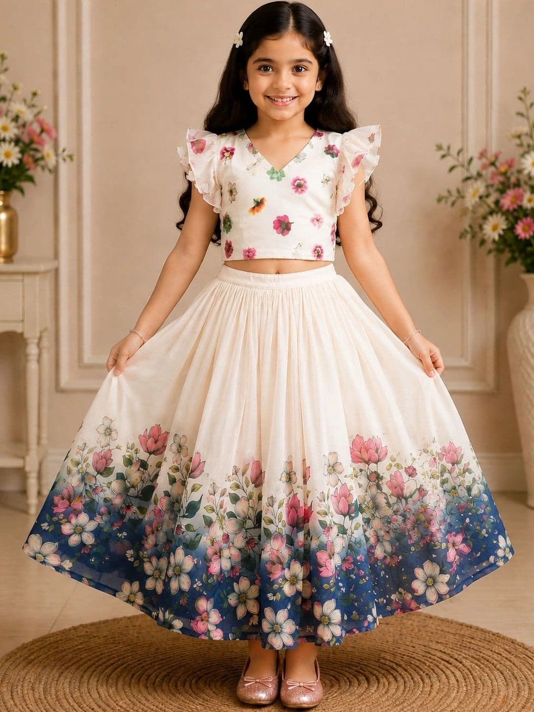 KALINI Girls Printed Ready to Wear Lehenga & - view 1