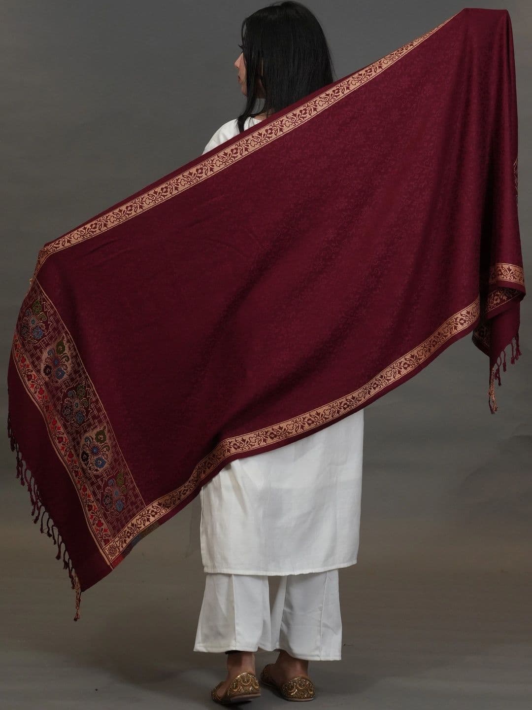 S.T. Women Ethnic Motifs Woven Design Acrylic Shawl thumbnail 5