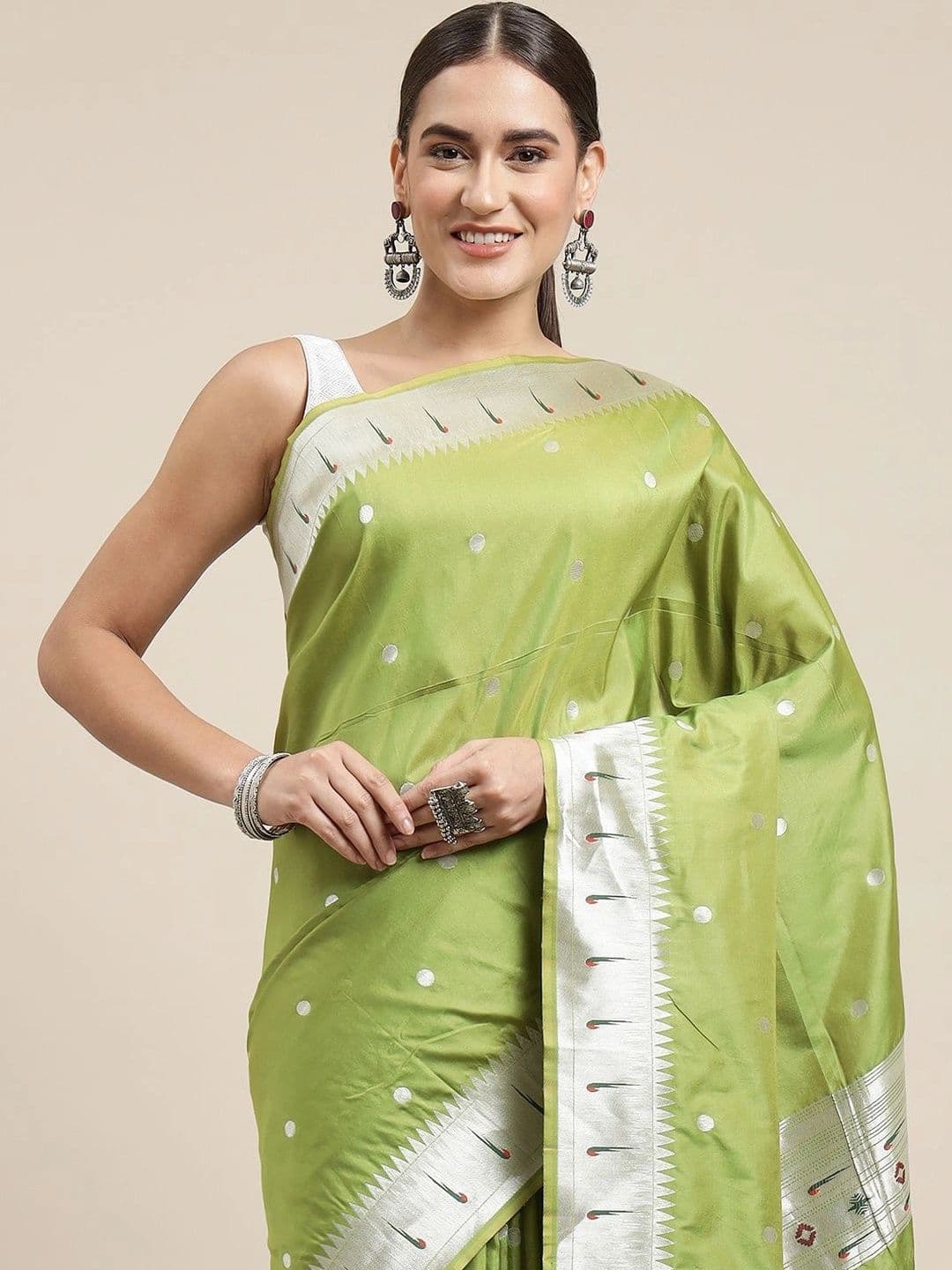 KALINI Woven Design Zari Art Silk Paithani Saree thumbnail 7
