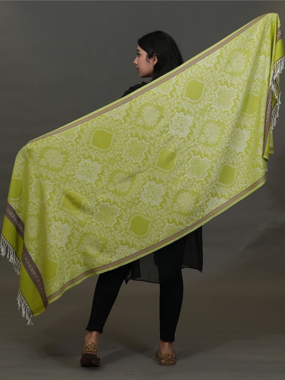 S.T. Women Ethnic Motifs Woven Design Acrylic Shawl thumbnail 4