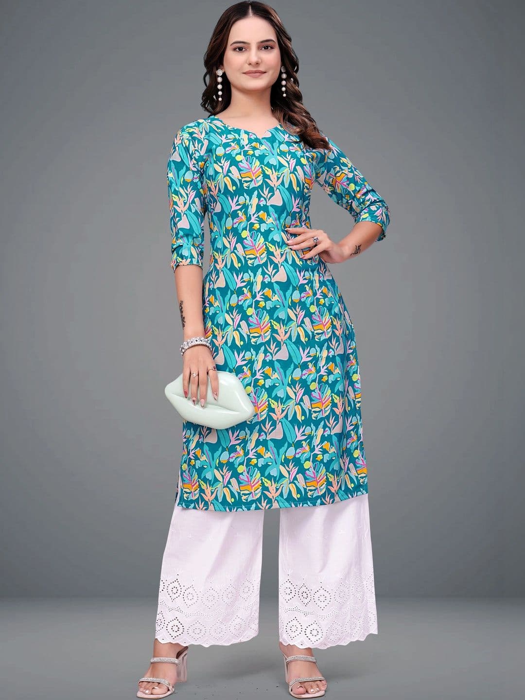 MANDIV FASHION Women Floral Printed Crepe Kurta thumbnail 6