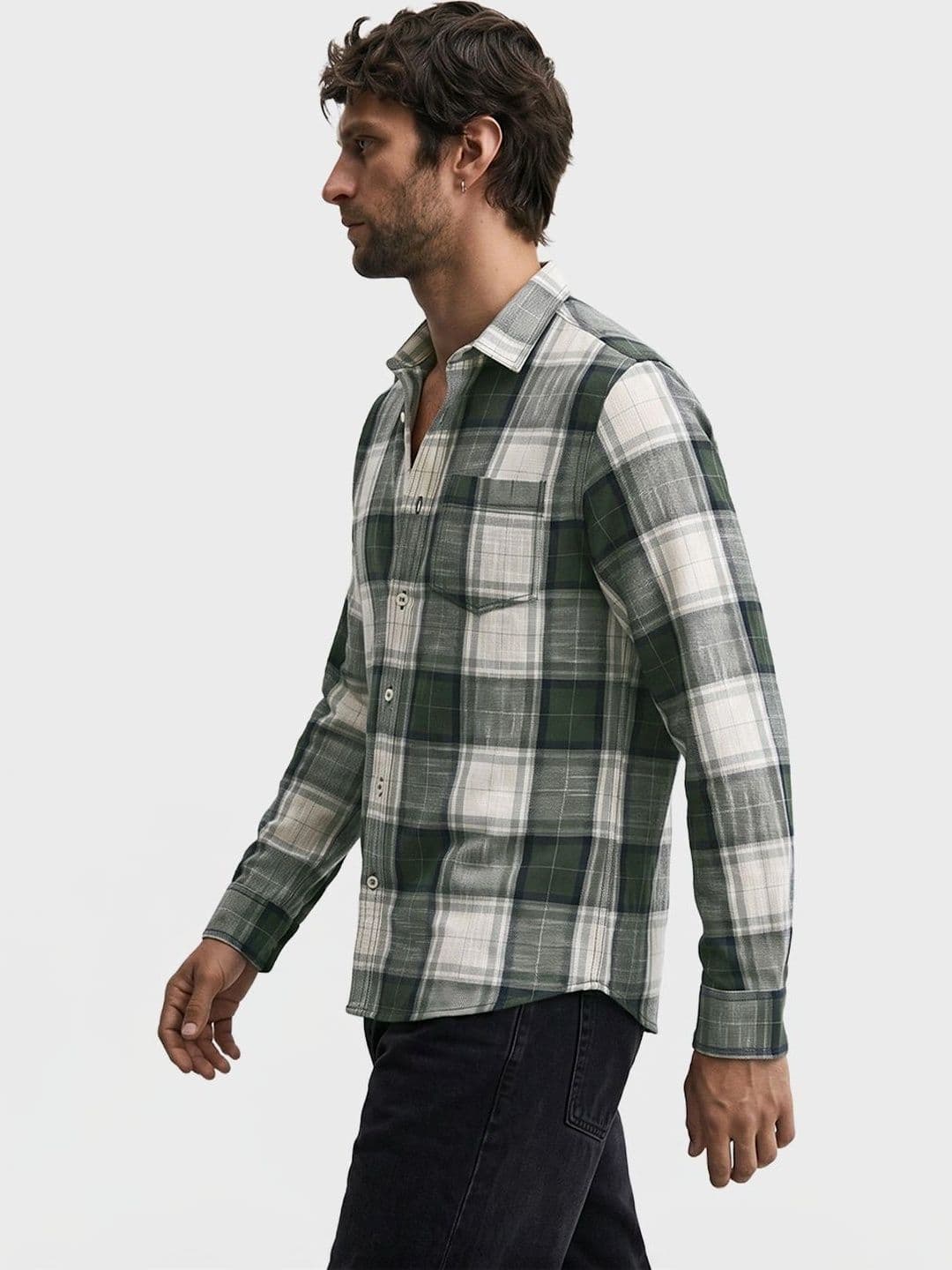 The Indian Garage Co Men Slim Fit Checked Casual Shirt thumbnail 5