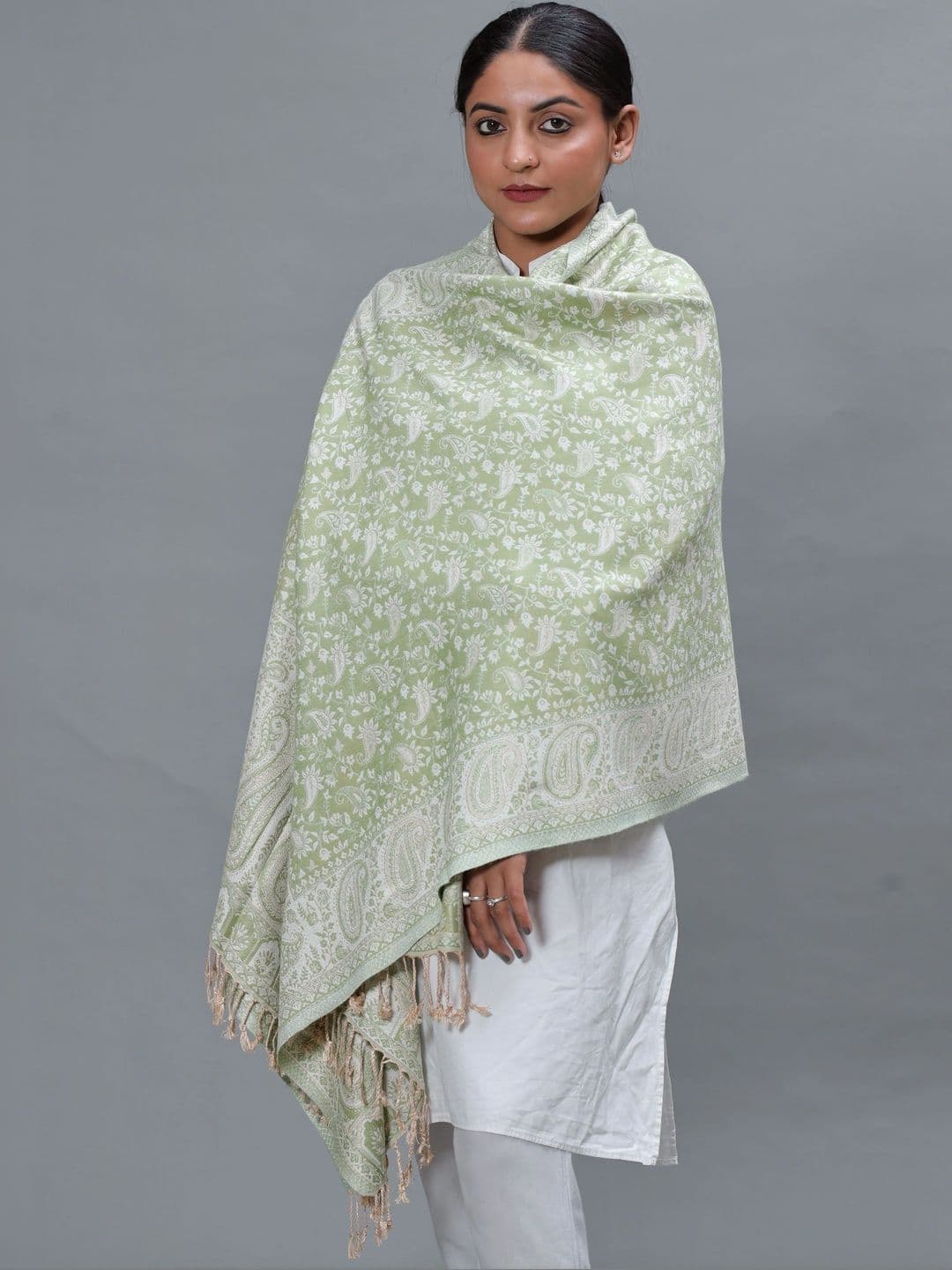 S.T. Women Ethnic Motifs Embroidered Acrylic Shawl thumbnail 2