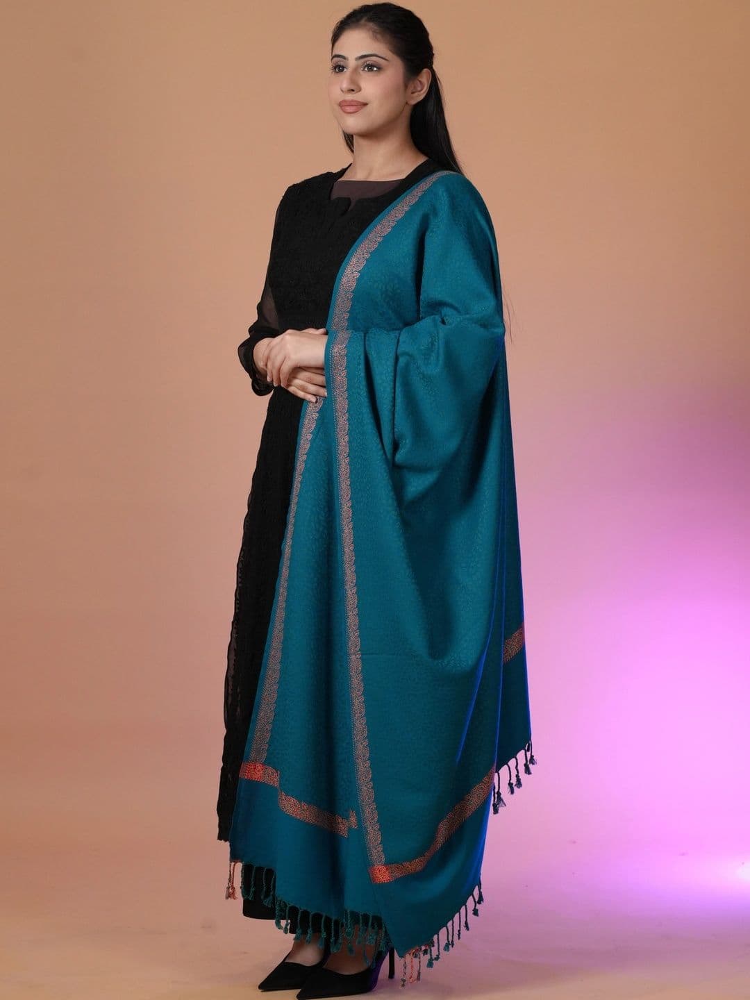 S.T. Women Ethnic Motifs Woven Design Acrylic Shawl thumbnail 3