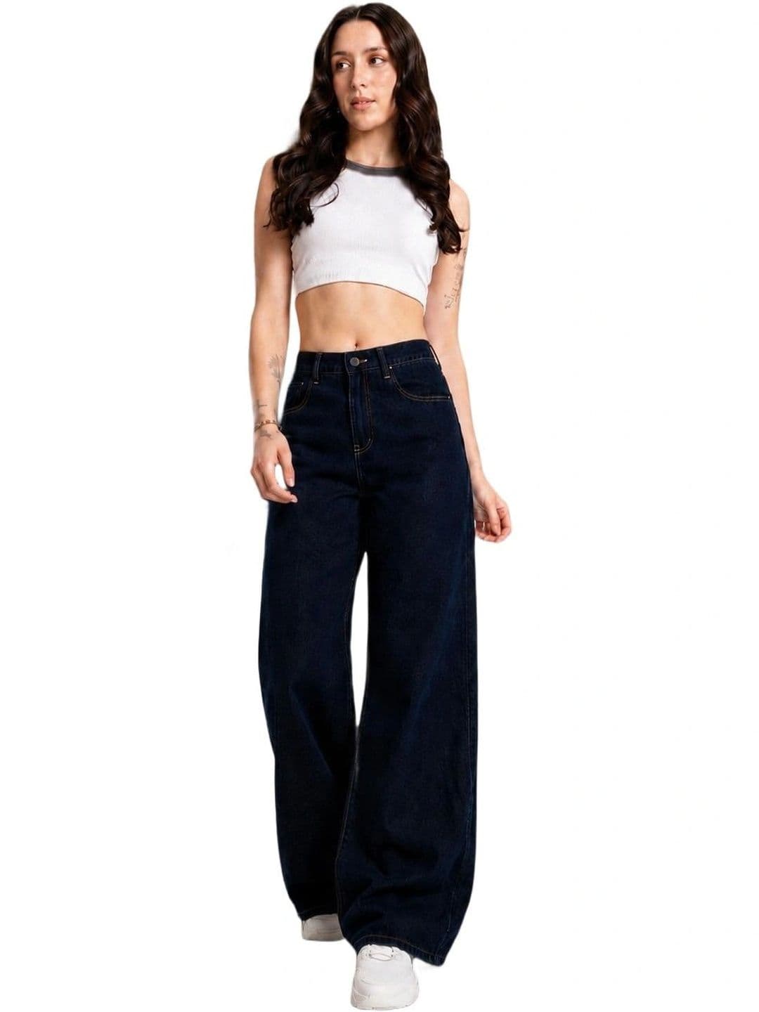 Mast & Harbour Women Comfort Wide Leg High-Rise Stretchable Jeans thumbnail 2
