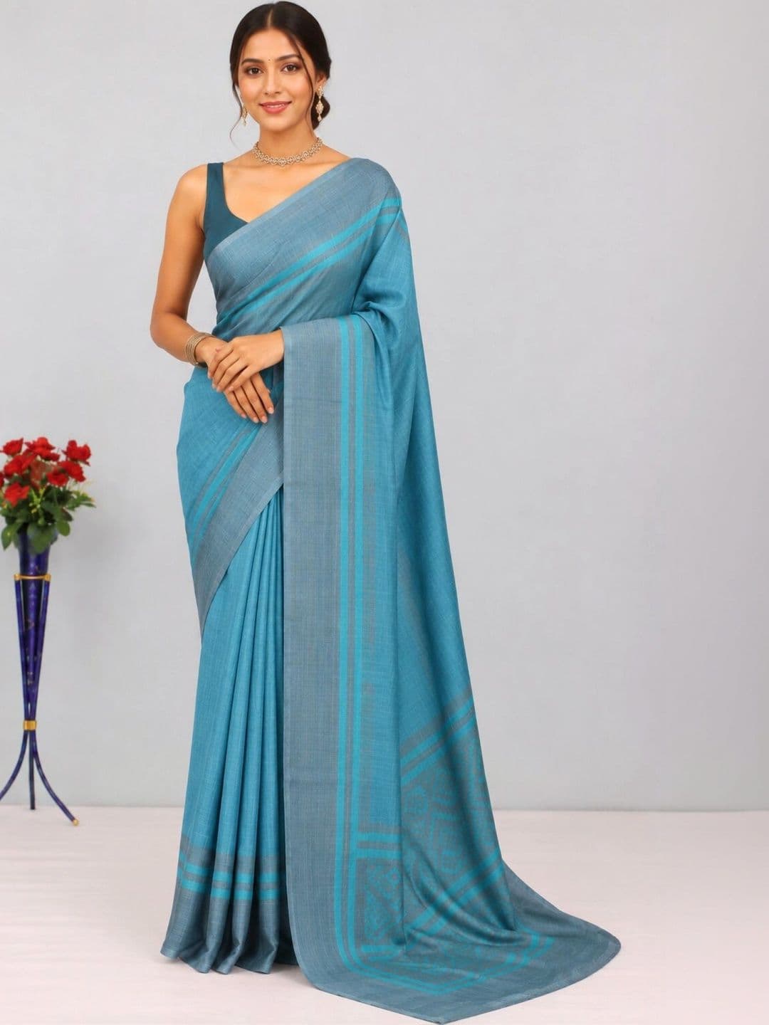 Anouk Striped Art Silk Designer Saree - view 1