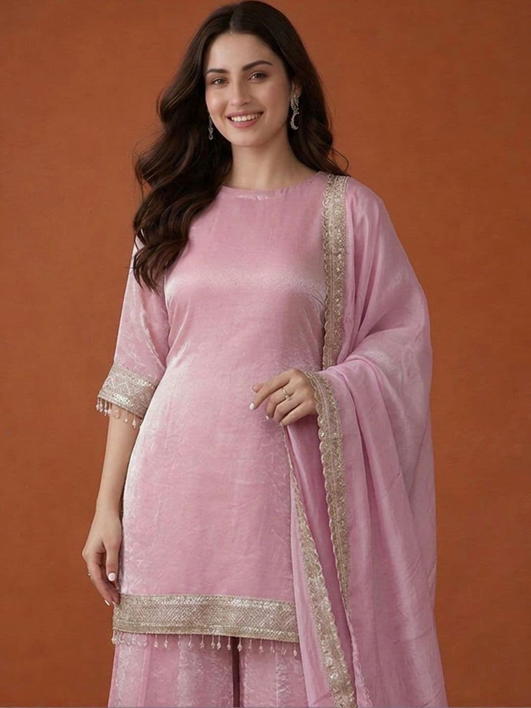 Sangria Women Regular Gotta Patti Kurta with Sharara & With Dupatta thumbnail 2