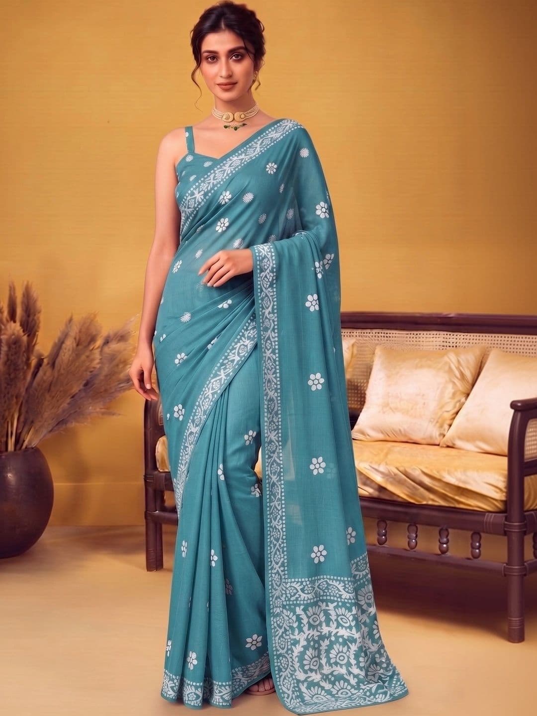 MAGNEITTA Floral Pure Chiffon Designer Saree - view 1