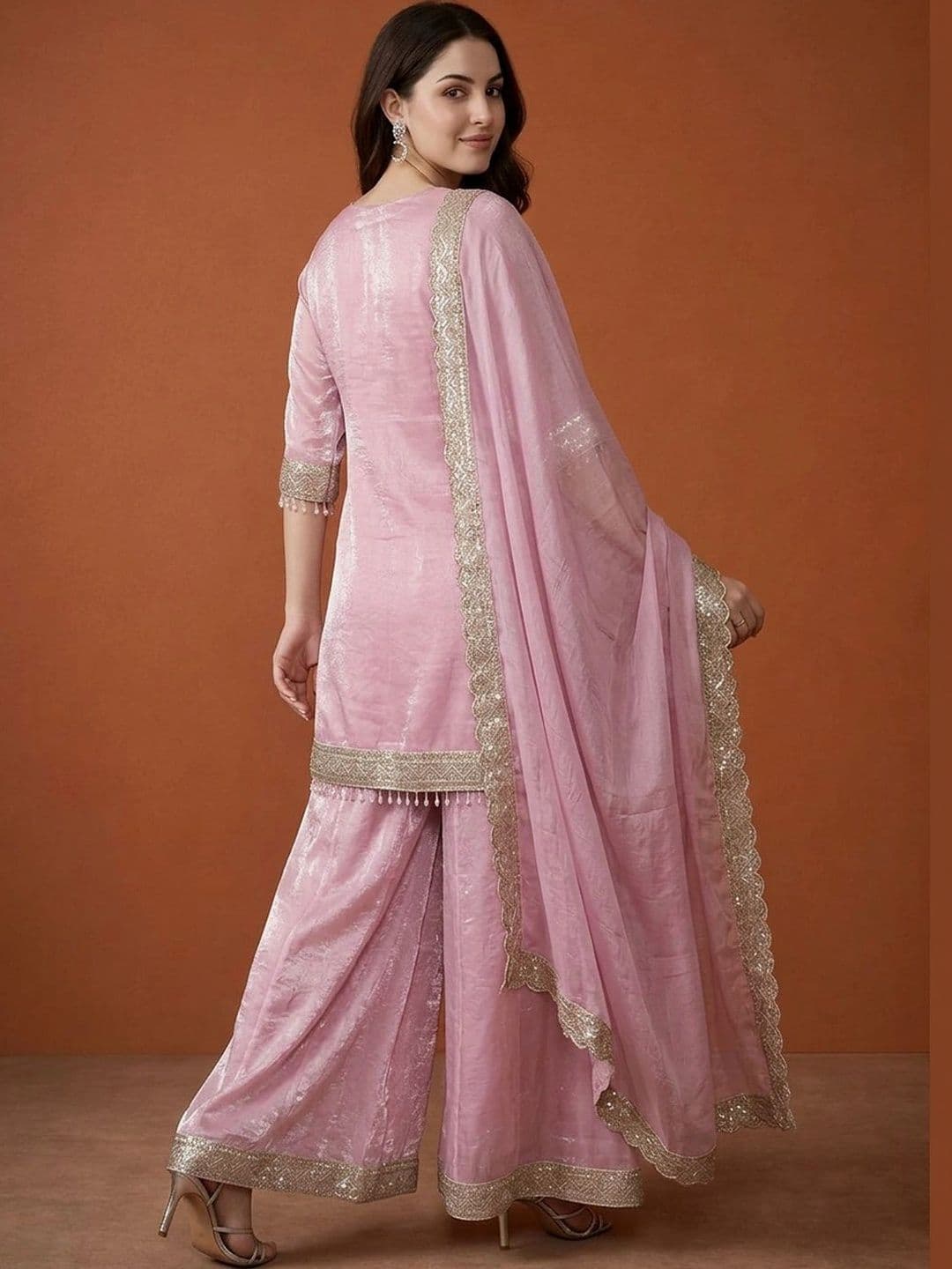 Sangria Women Regular Gotta Patti Kurta with Sharara & With Dupatta thumbnail 5