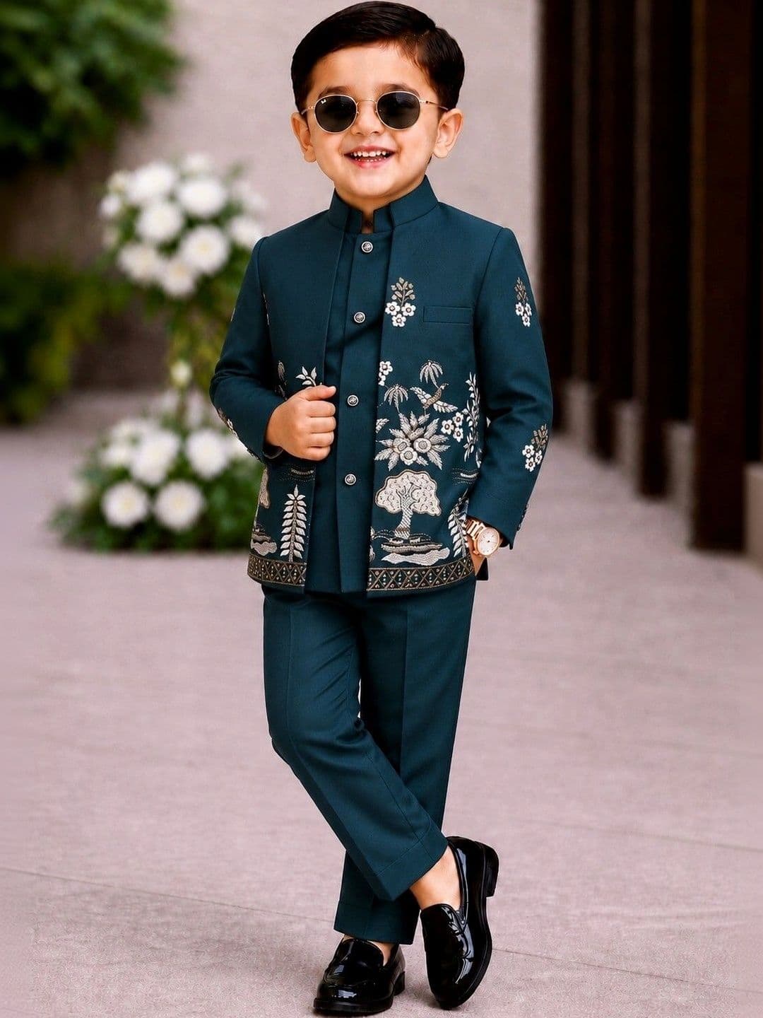 Elite Trend Traders Floral Embroidered Sherwani Set - view 1