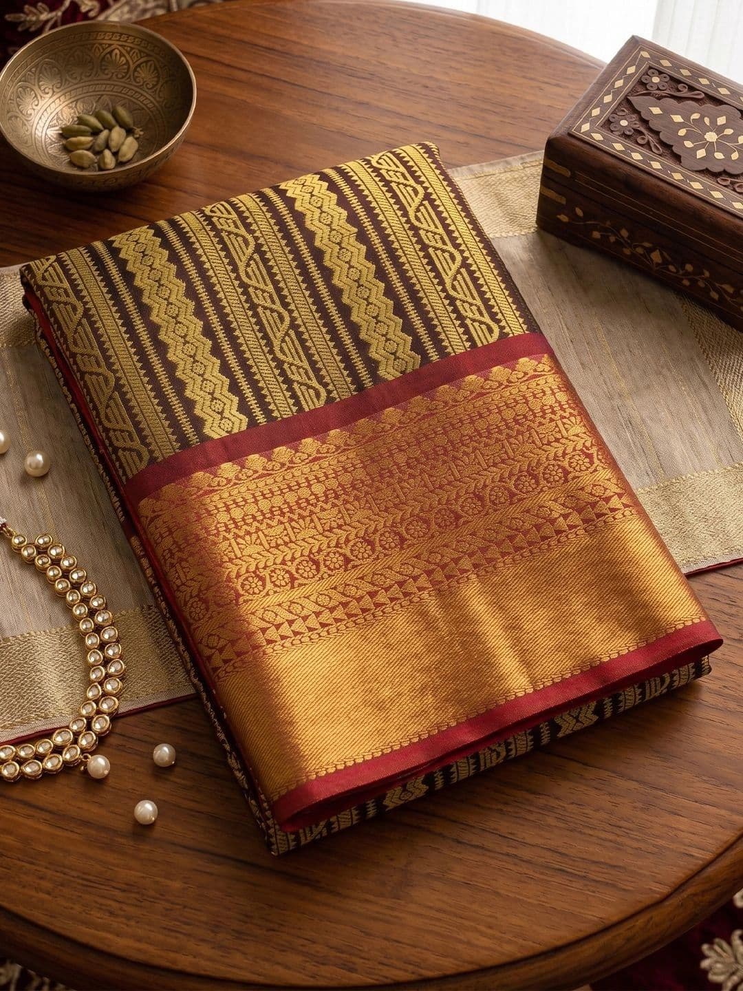 Sutriti Woven Design Zari Silk Blend Kanjeevaram Saree thumbnail 3