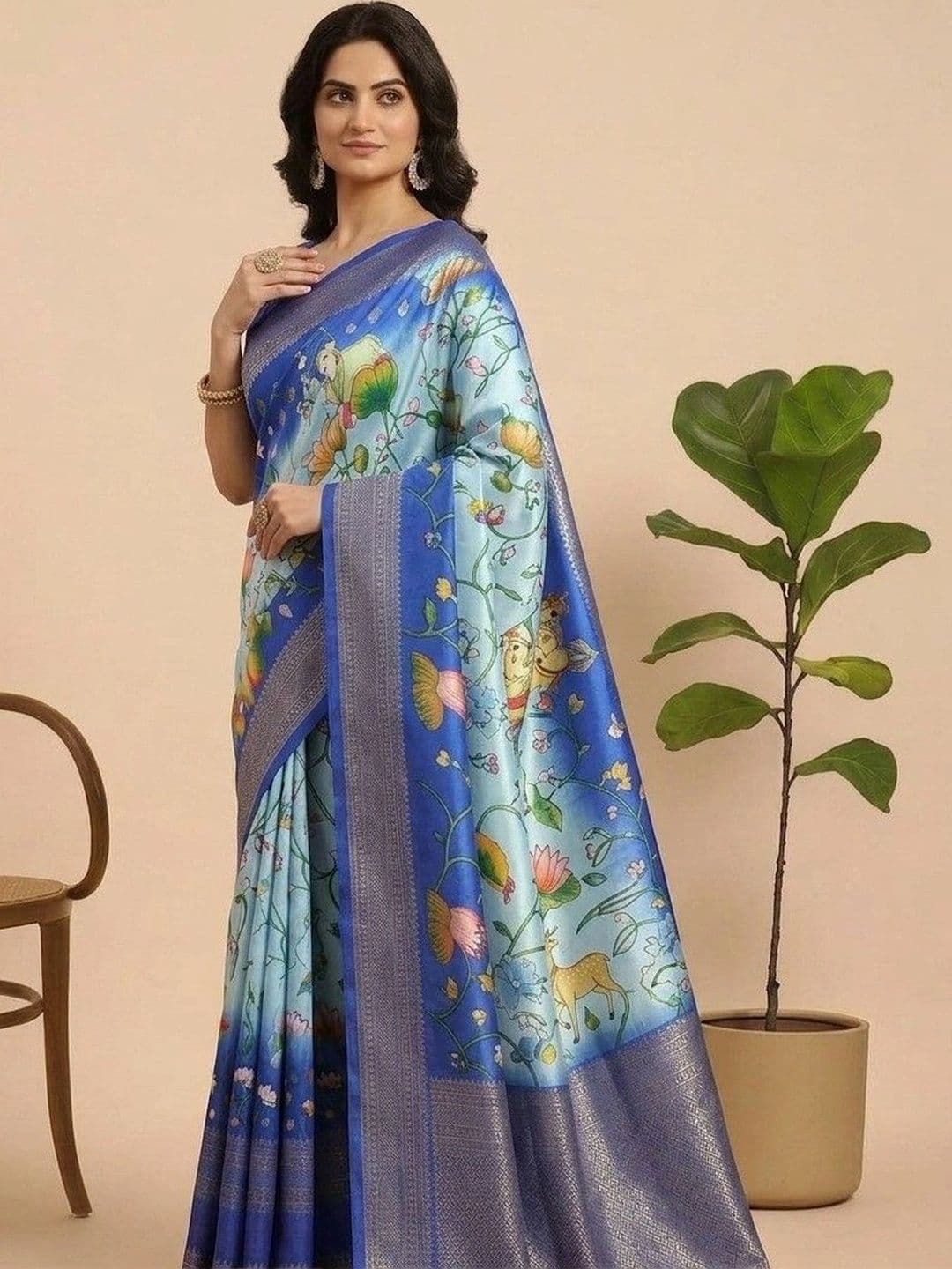 NARIVESH TRENDS Silk Blend Saree thumbnail 2