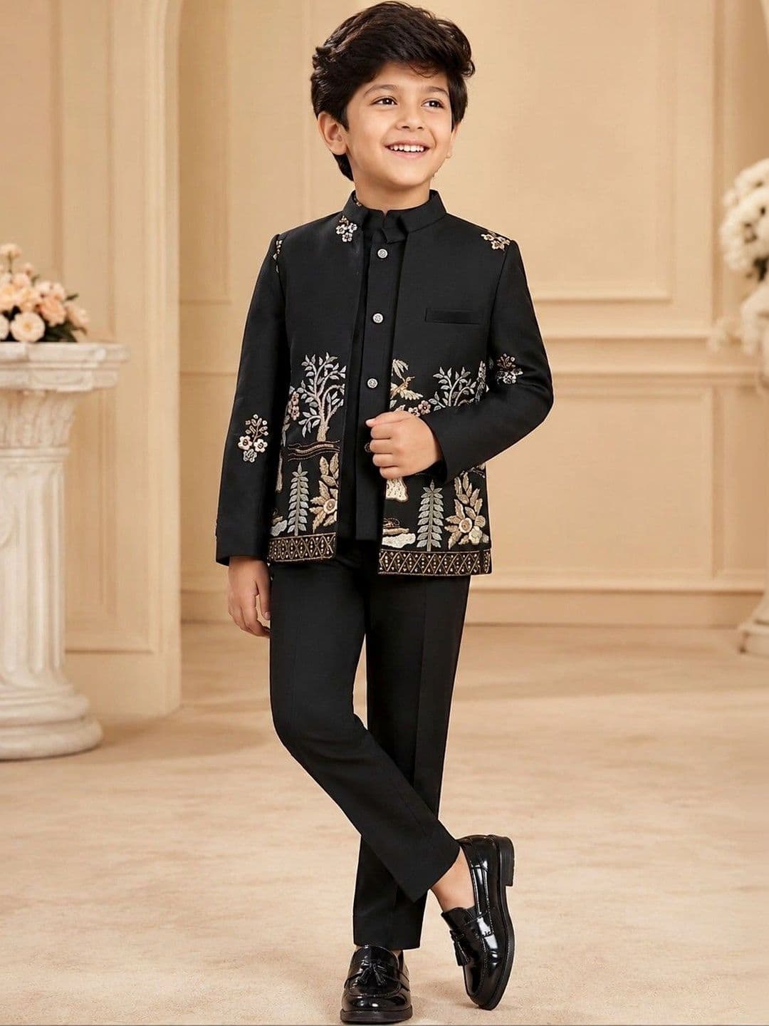 ELITE TRENDZZ Boys Embroidered Mandarin Collar Sherwani - view 1