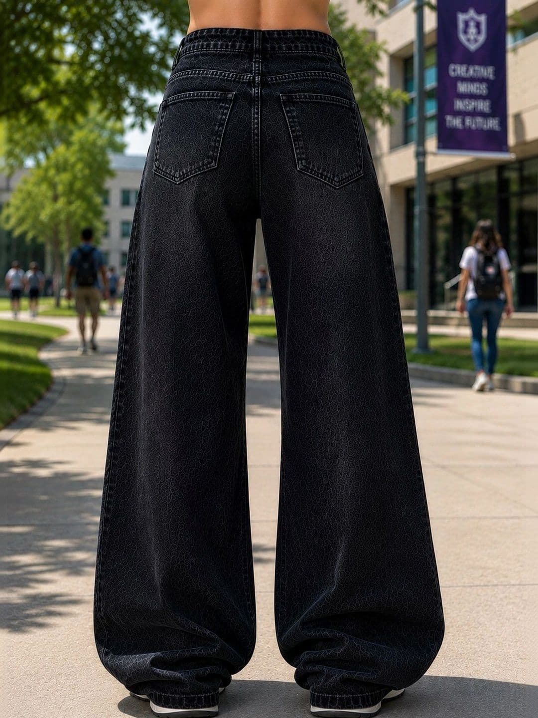KASHIAN Women Smart Wide Leg High-Rise Heavy Fade Denim Stretchable Jeans thumbnail 6