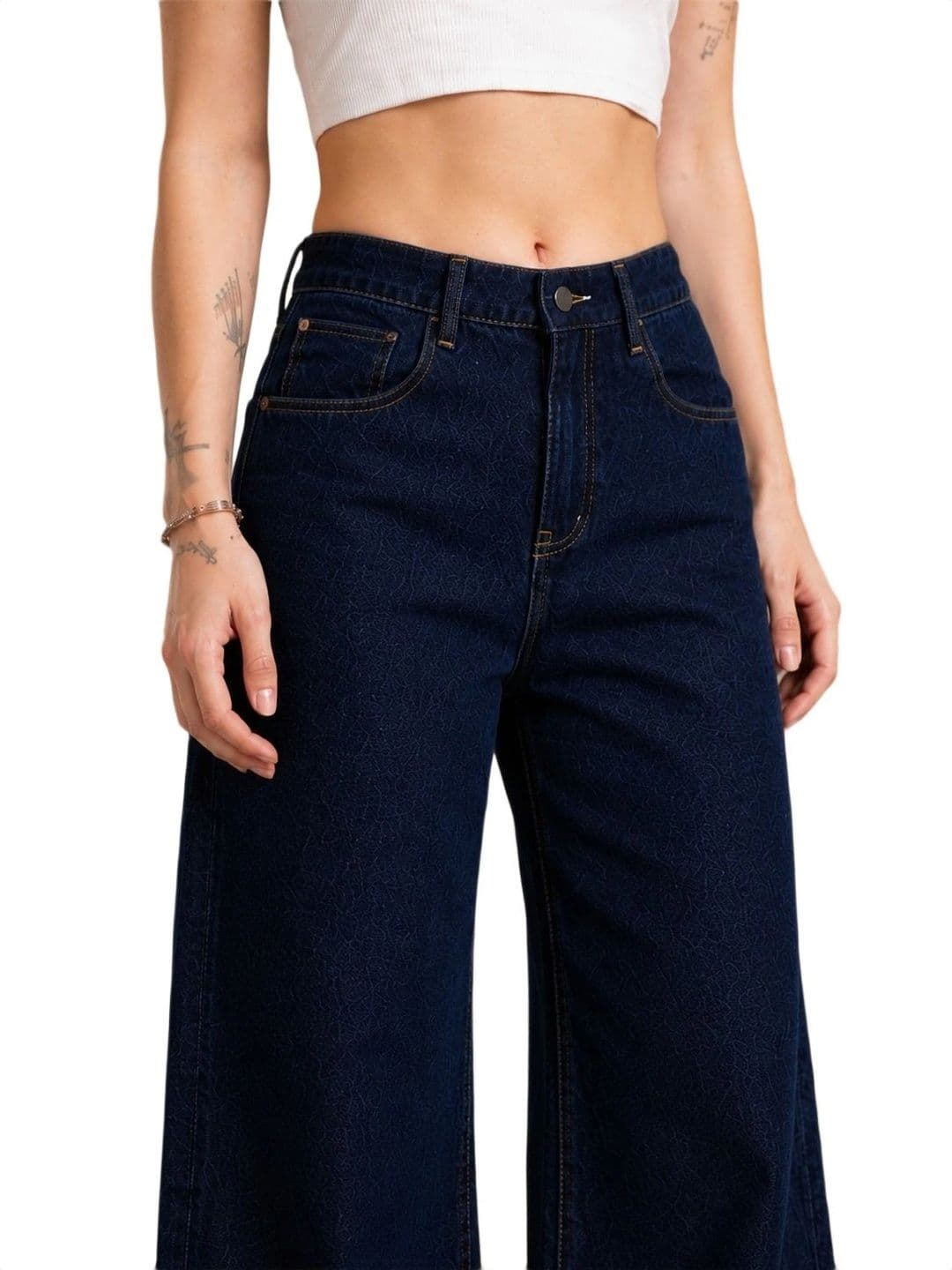 Mast & Harbour Women Comfort Wide Leg High-Rise Stretchable Jeans thumbnail 3