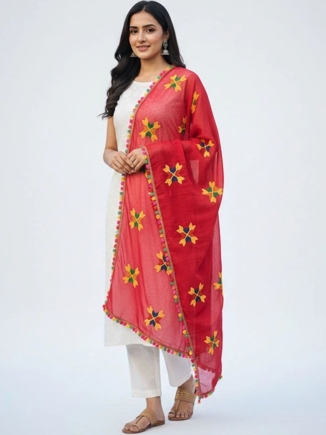 IVAARA Ethnic Motifs Embroidered Dupatta with Thread Work thumbnail 4