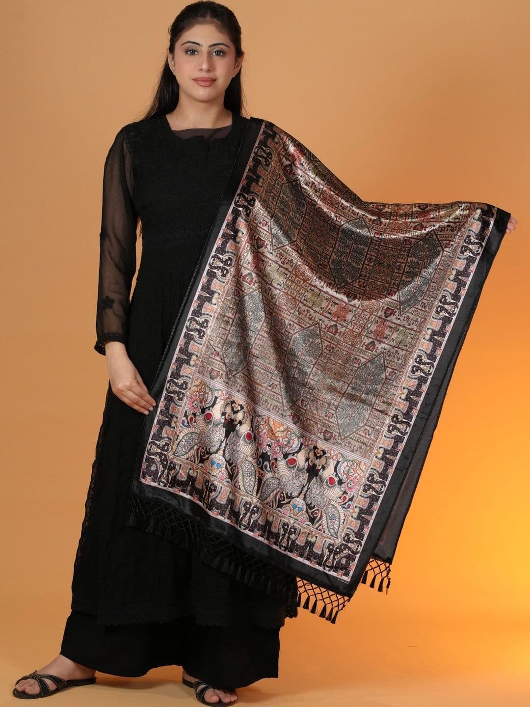 SHIFNEEN Women Ethnic Motifs Printed Velvet Shawl - view 1