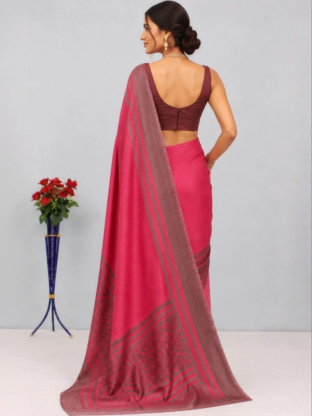 Anouk Striped Art Silk Designer Saree thumbnail 3