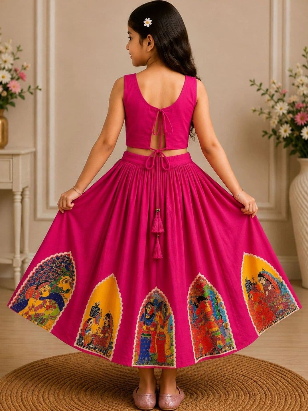 KALINI Girls Printed Ready to Wear Lehenga & thumbnail 2