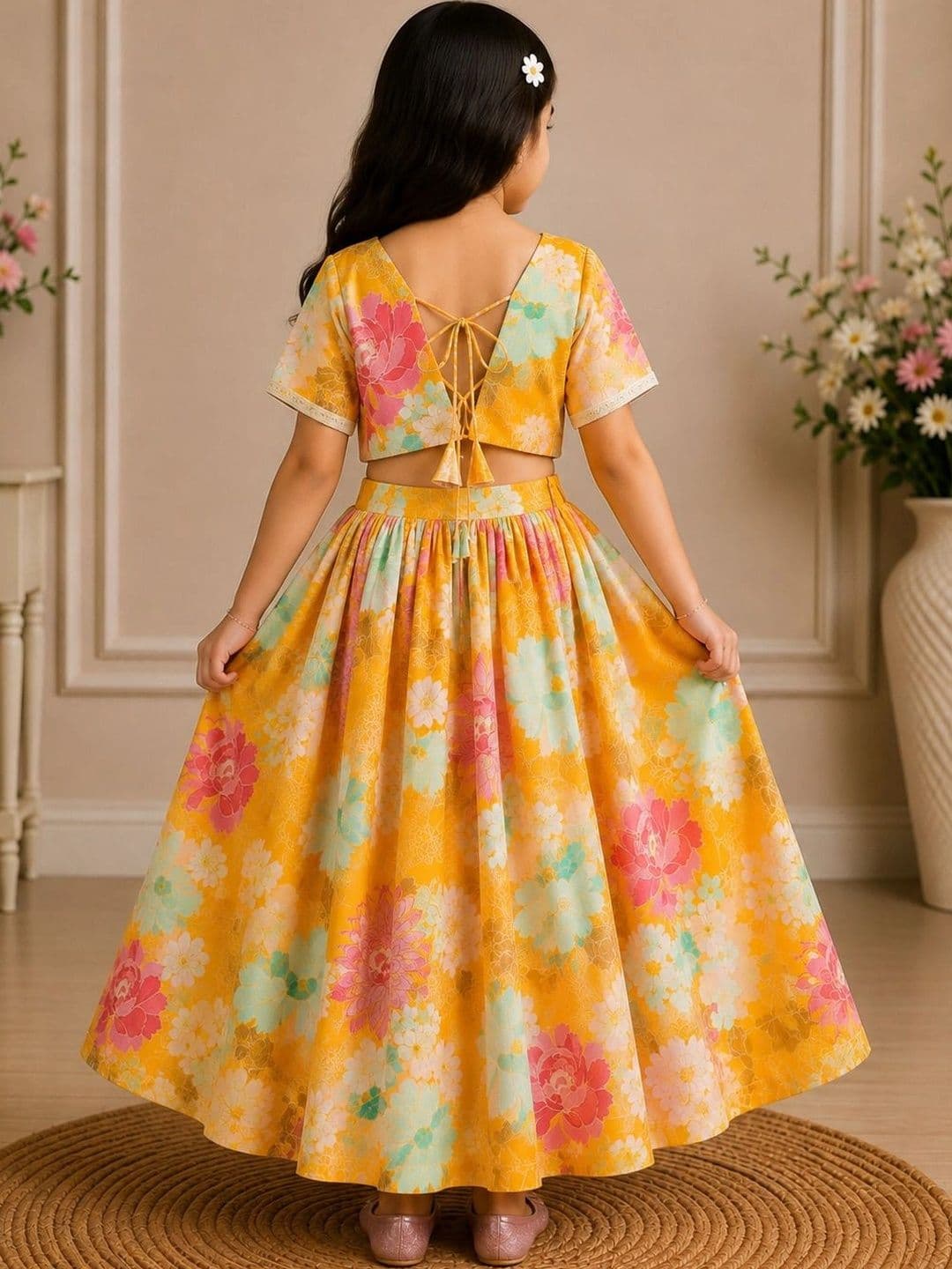 KALINI Girls Printed Ready to Wear Lehenga & thumbnail 4