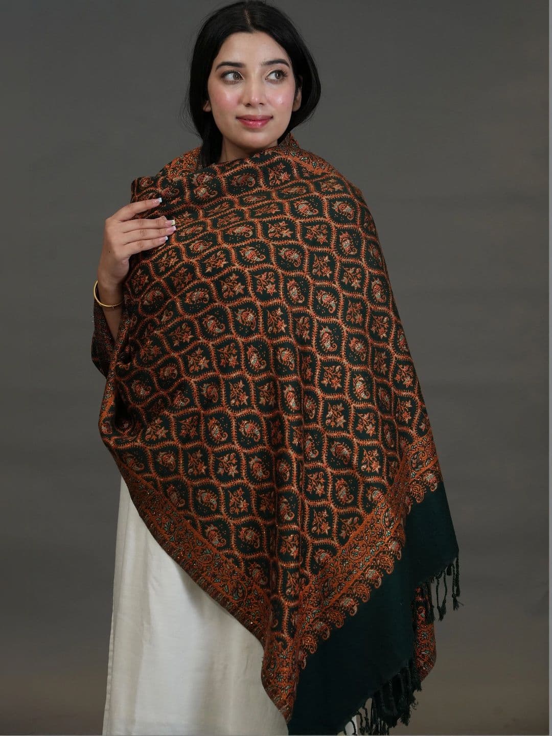 S.T. Women Ethnic Motifs Woven Design Acrylic Shawl thumbnail 3