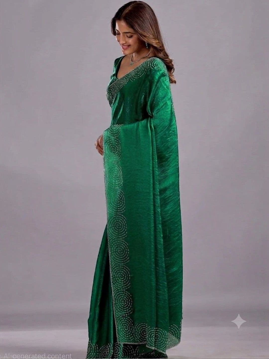shreevali creation Embellished Satin Saree thumbnail 2