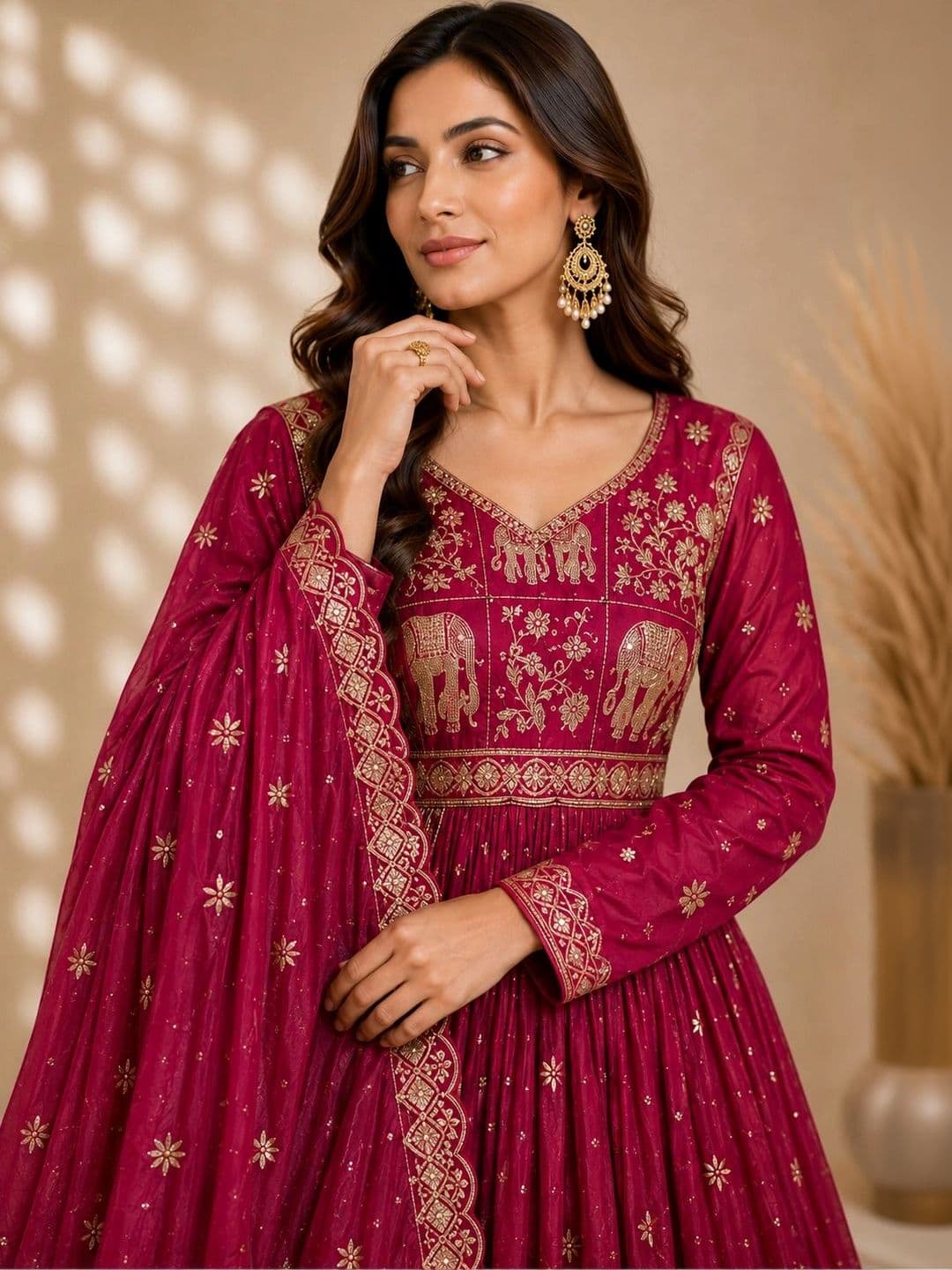 Moda Rapido Women Ethnic Motifs Embroidered Empire Kurta With Dupatta thumbnail 2