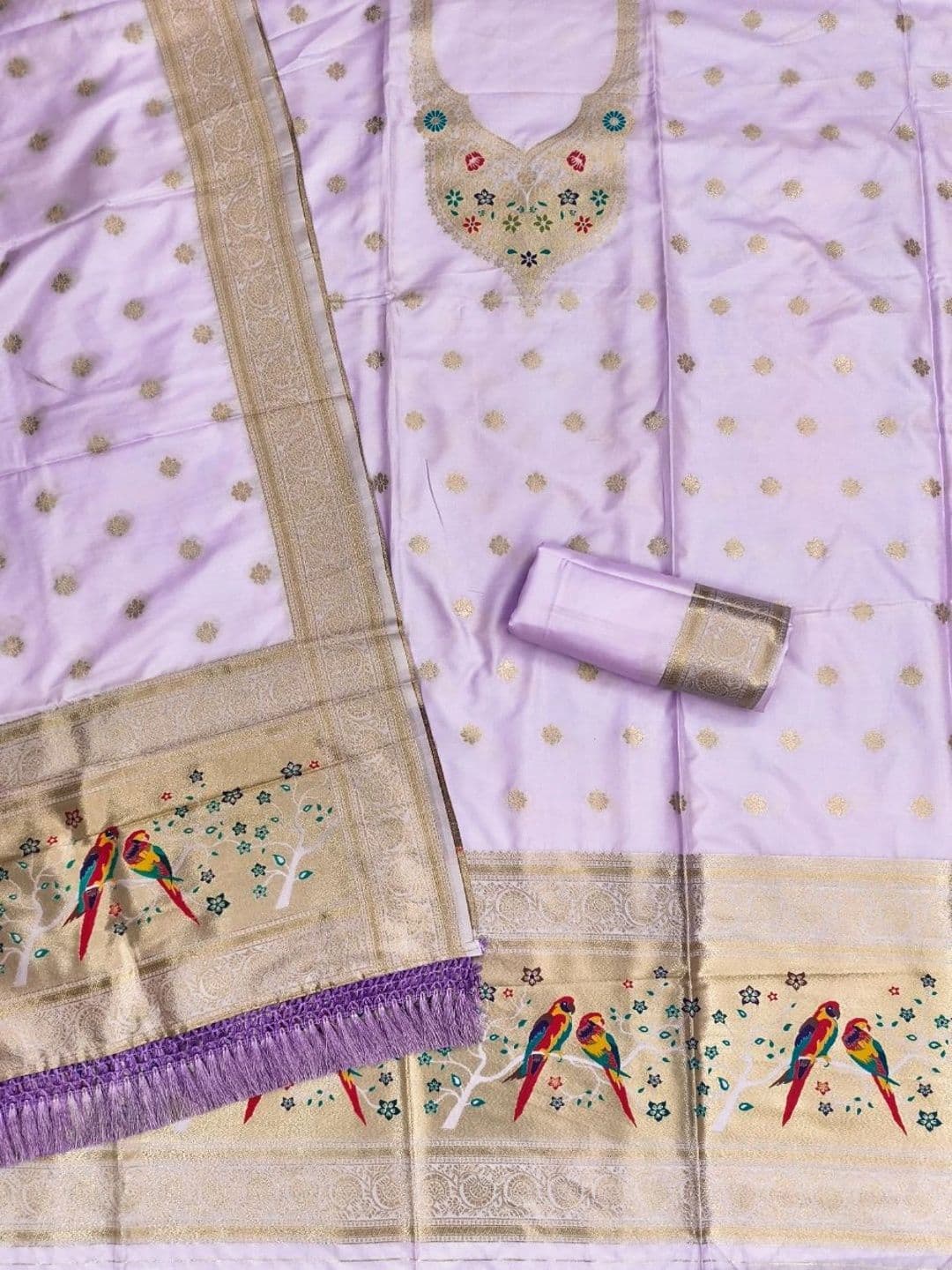 KALINI Pure Silk Unstitched Dress Material thumbnail 3