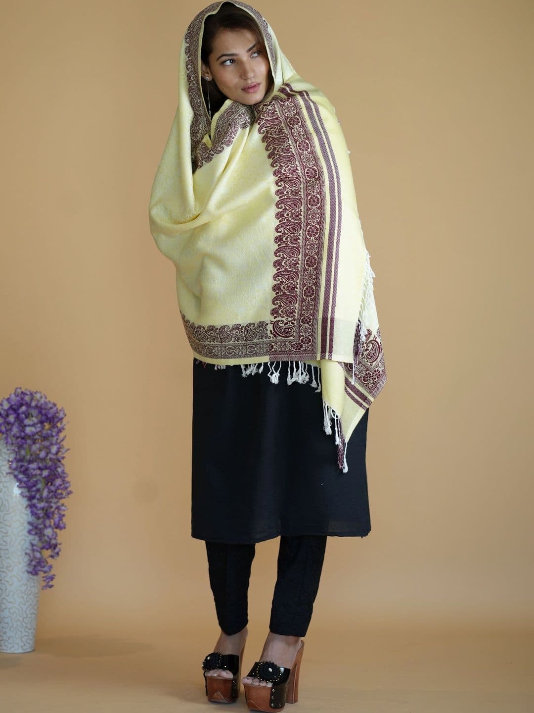 S.T. Women Paisley Woven Design Acrylic Shawl thumbnail 4