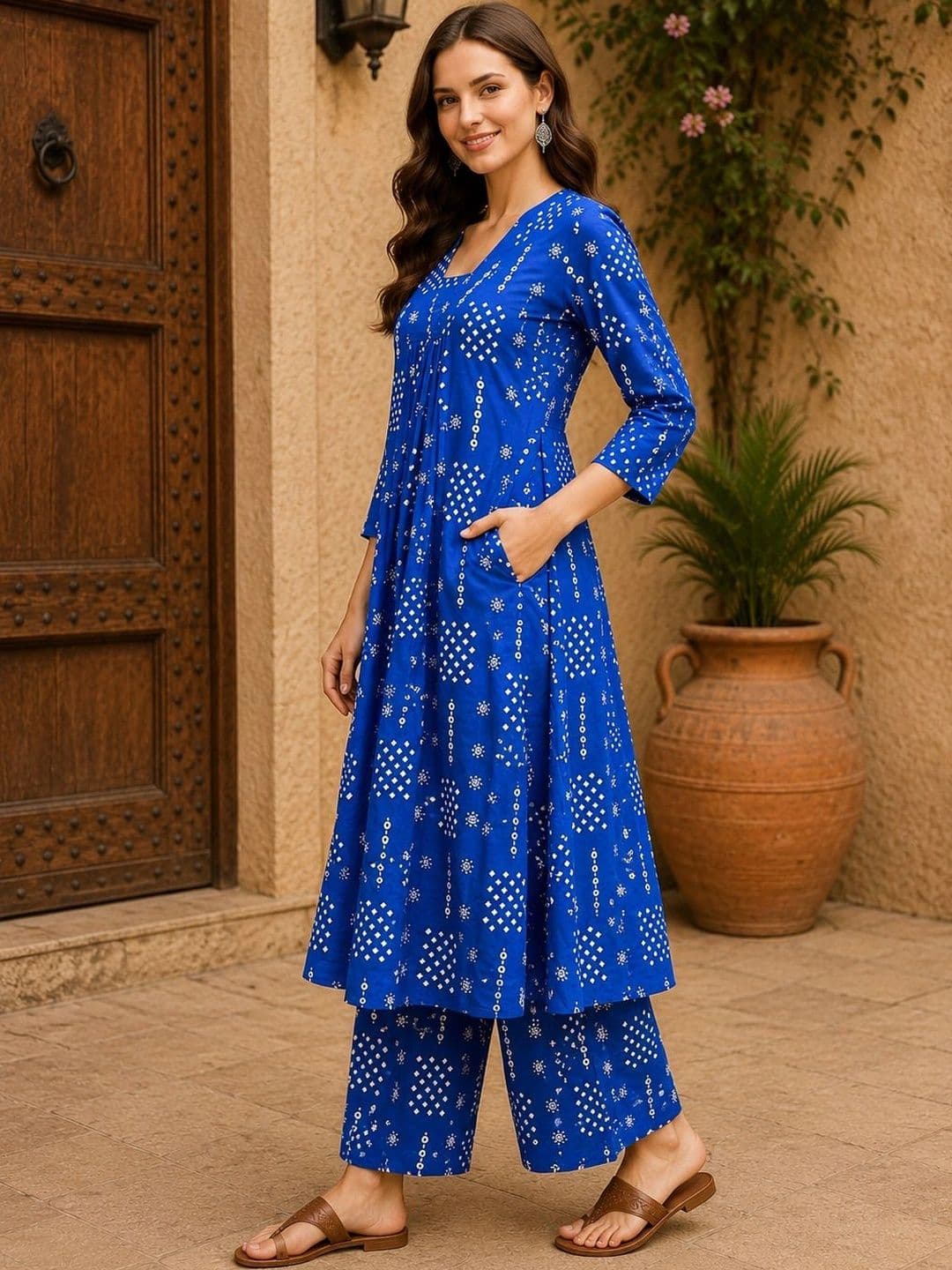 NEW ETHNIC 4 YOU Women Ethnic Motifs Printed Regular Kurta with Palazzos thumbnail 5