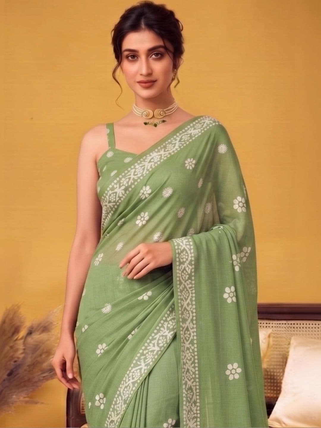 MAGNEITTA Floral Embroidered Pure Chiffon Designer Saree thumbnail 2