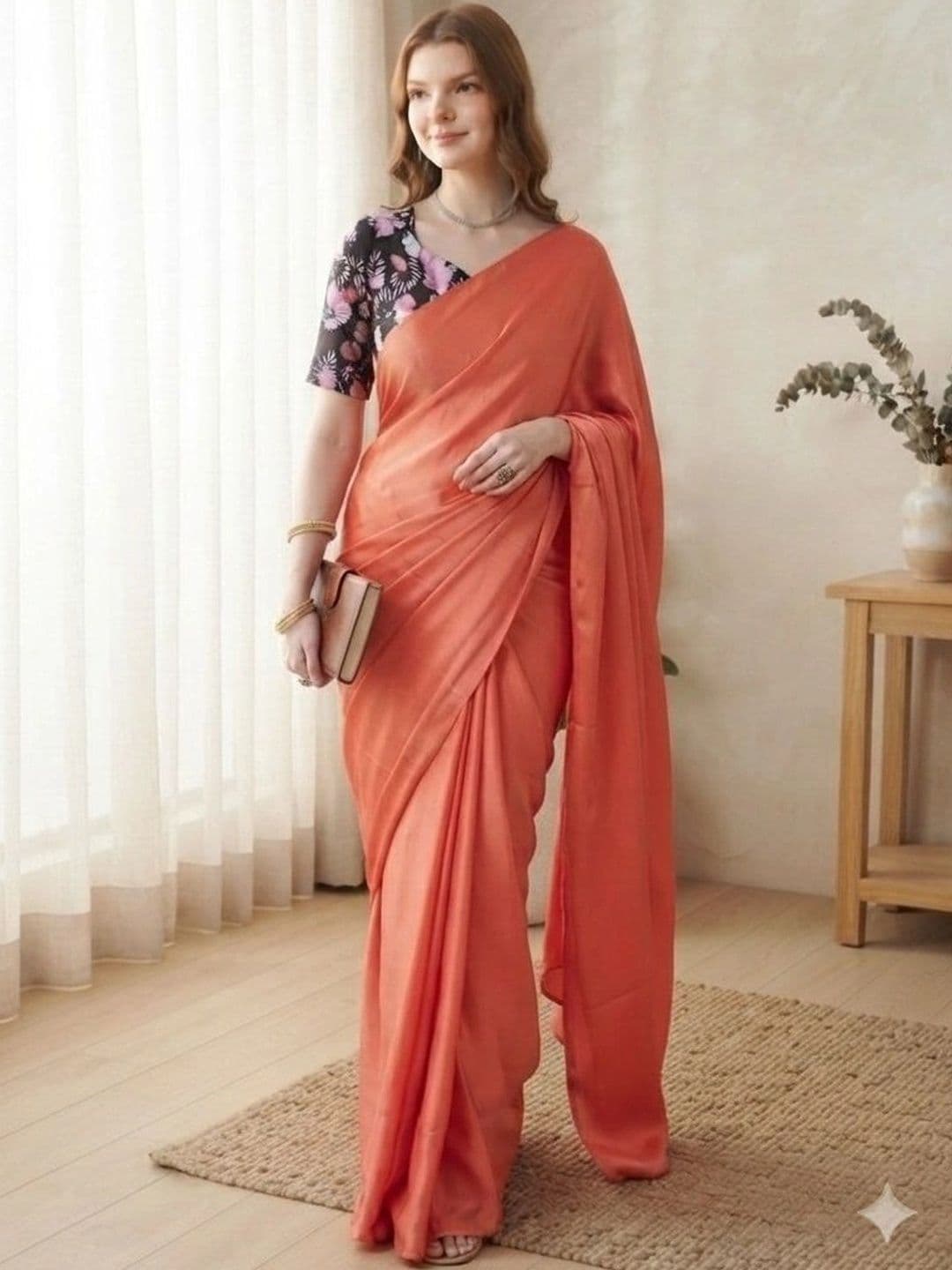 HERE&NOW Satin Saree thumbnail 3