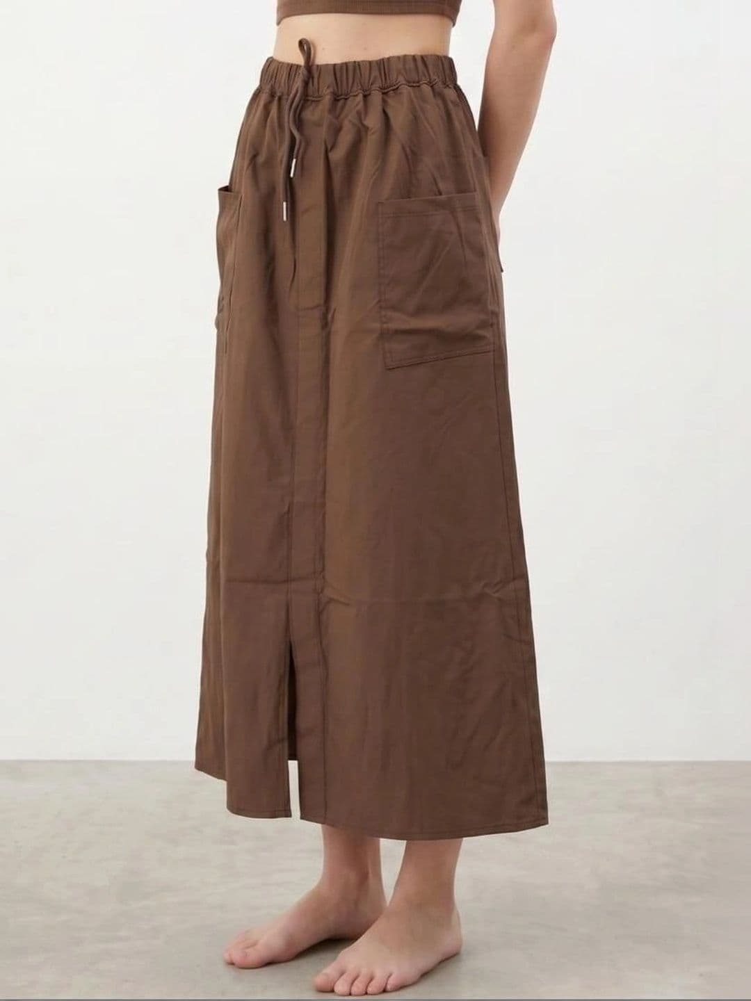 Bluejam Women Satin Sleek Utility Front Slit Midi A-Line Skirt - view 1