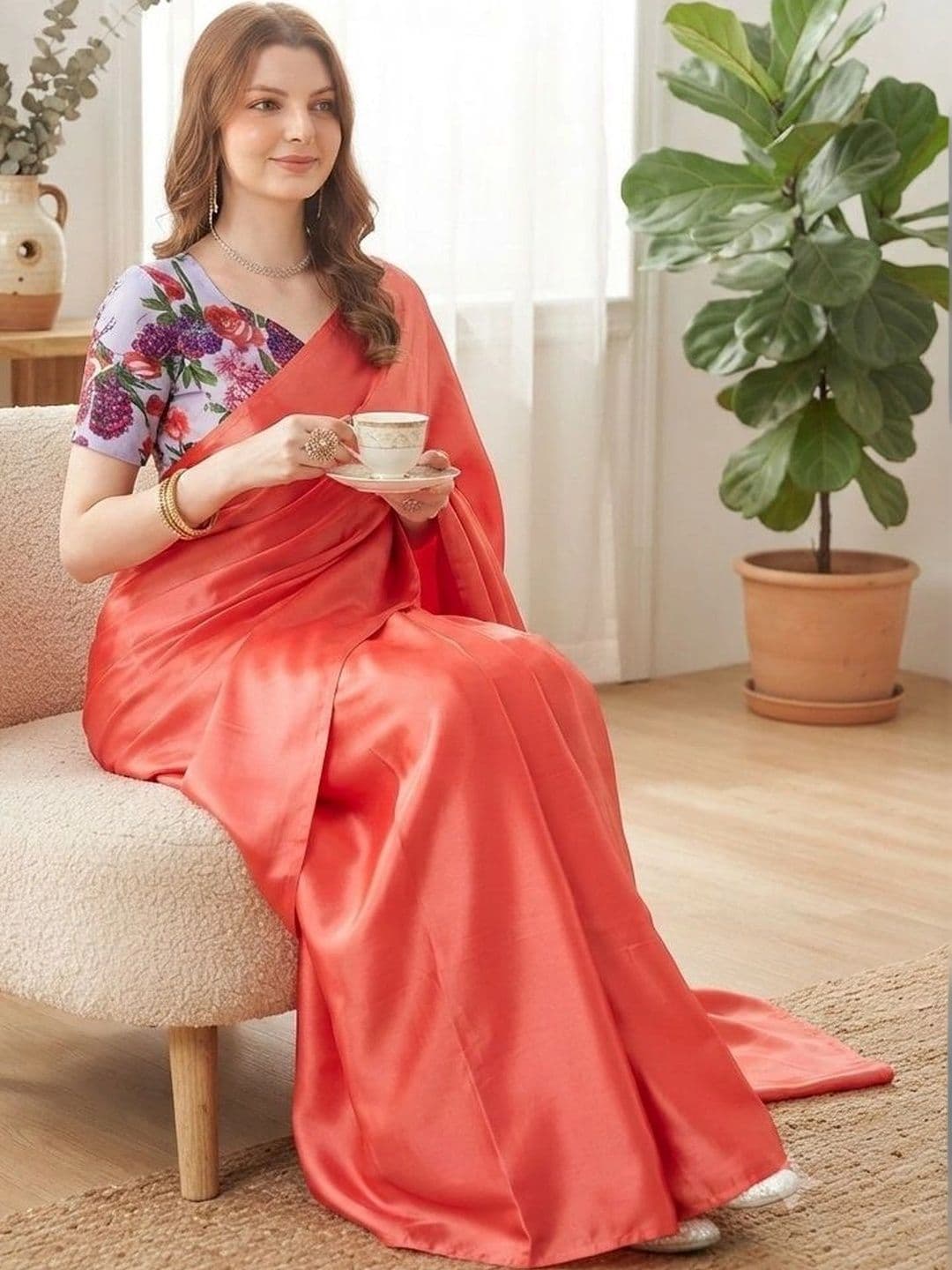 HERE&NOW Satin Saree thumbnail 3