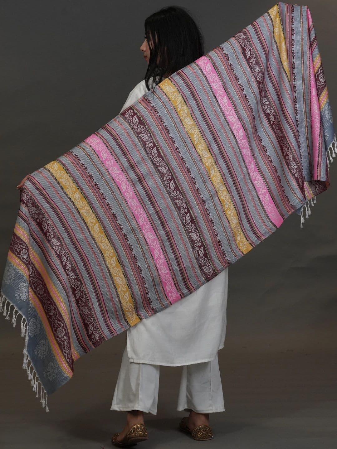 S.T. Women Ethnic Motifs Woven Design Acrylic Shawl thumbnail 3