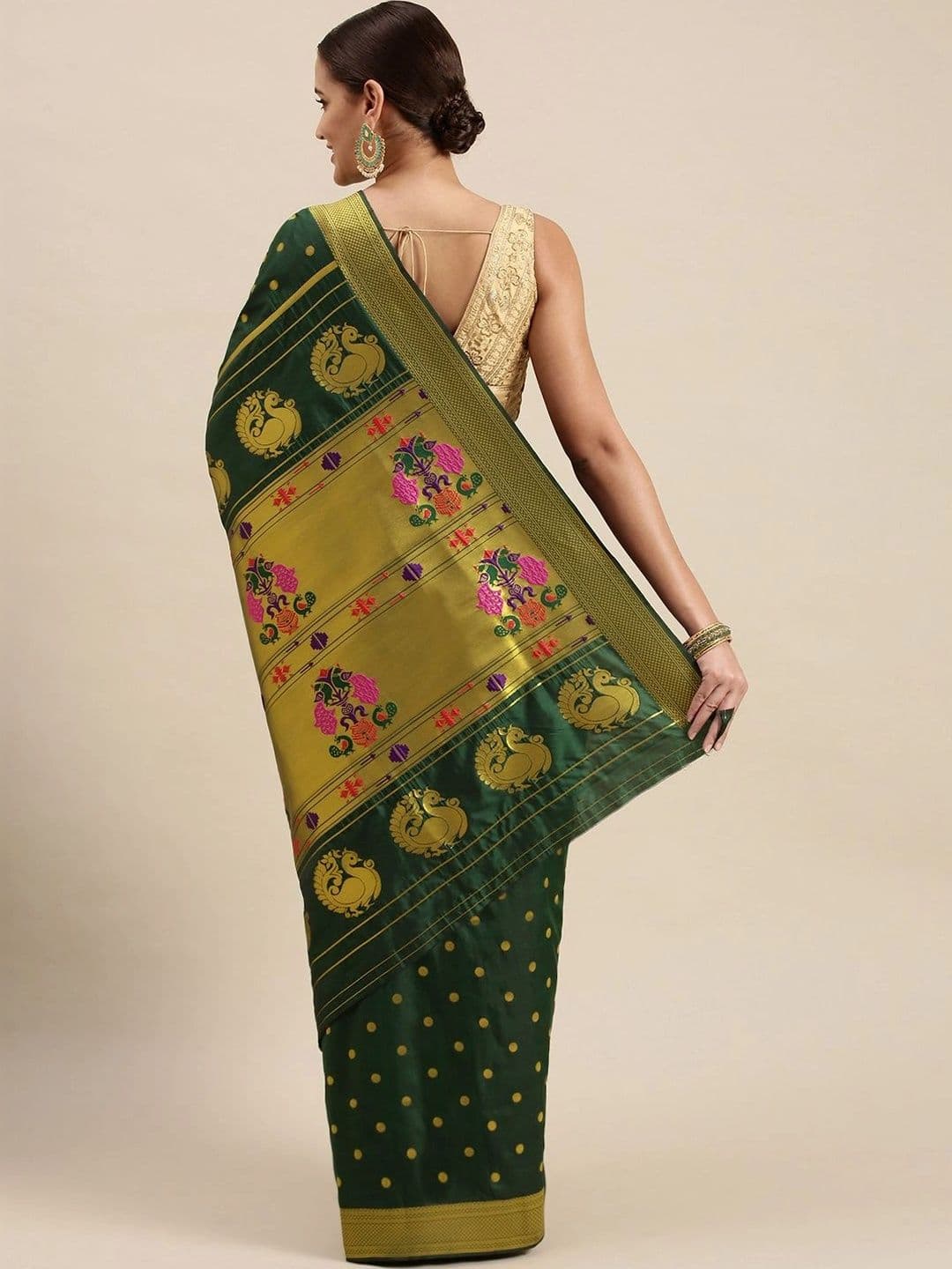 KALINI Woven Design Zari Art Silk Paithani Saree thumbnail 3