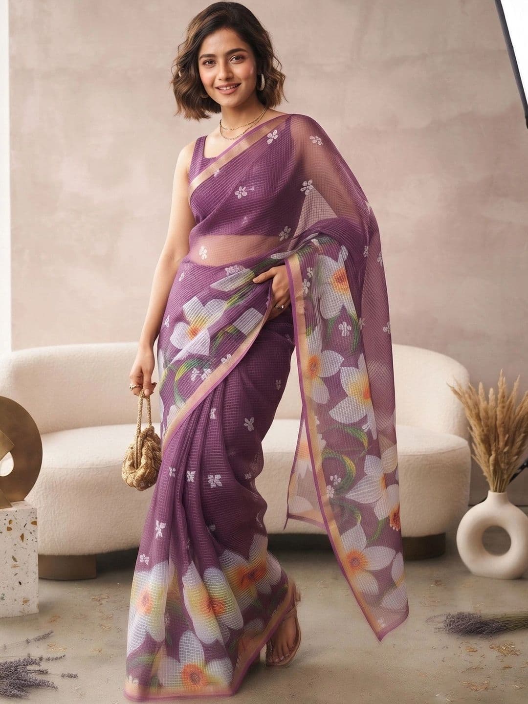 elora Floral Fusion Saree thumbnail 5