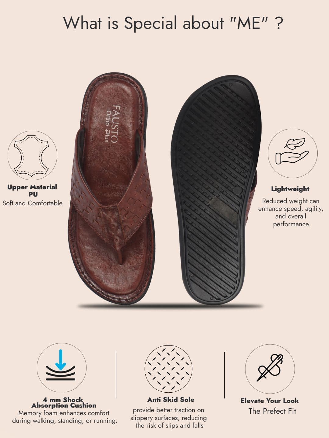FAUSTO Men Casual Outfit Ortho T-Strap Ultra Lightweight and Comfort Sandals thumbnail 5