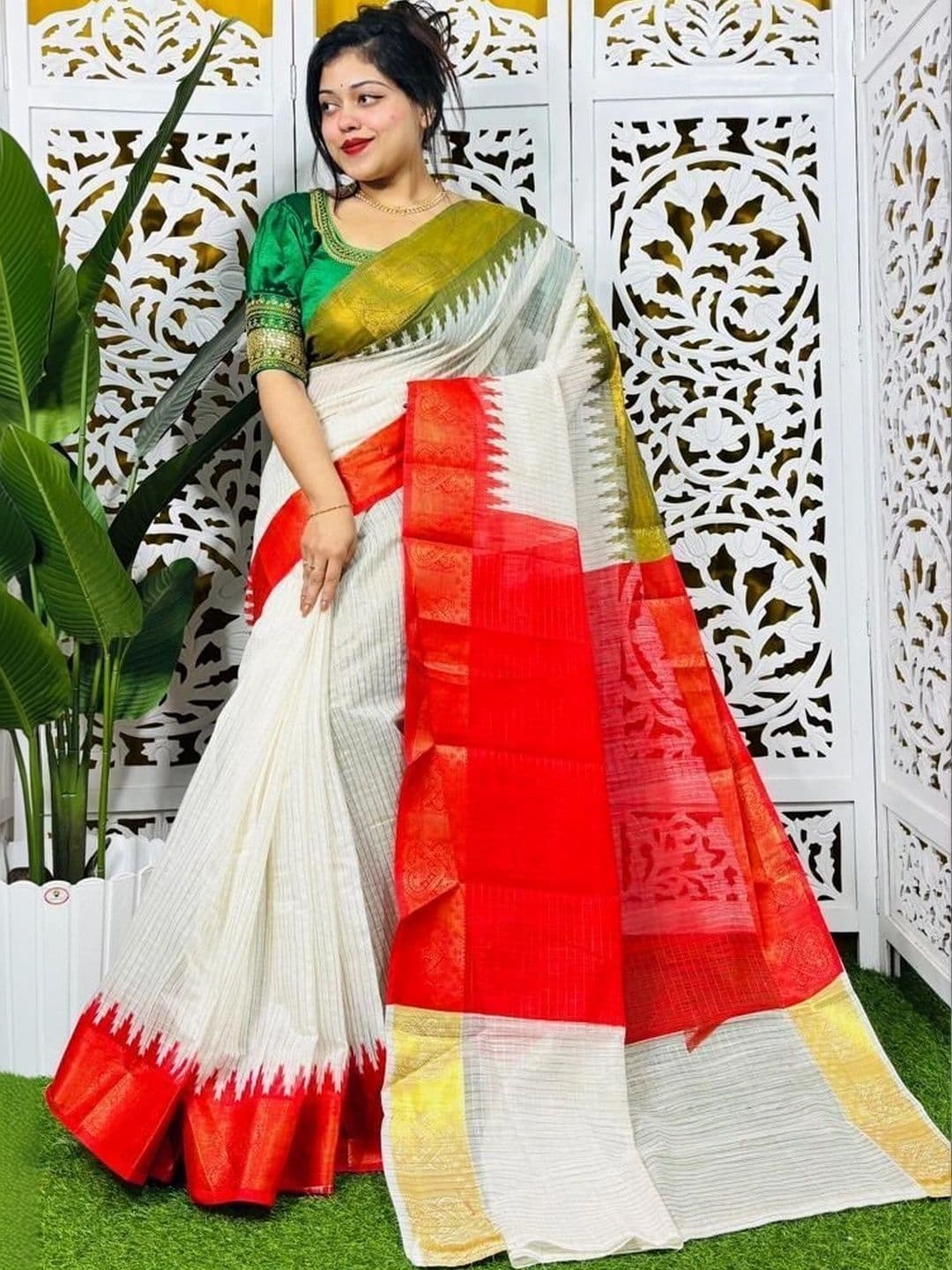 JHILUU Woven Design Zari Pure Cotton Saree thumbnail 4